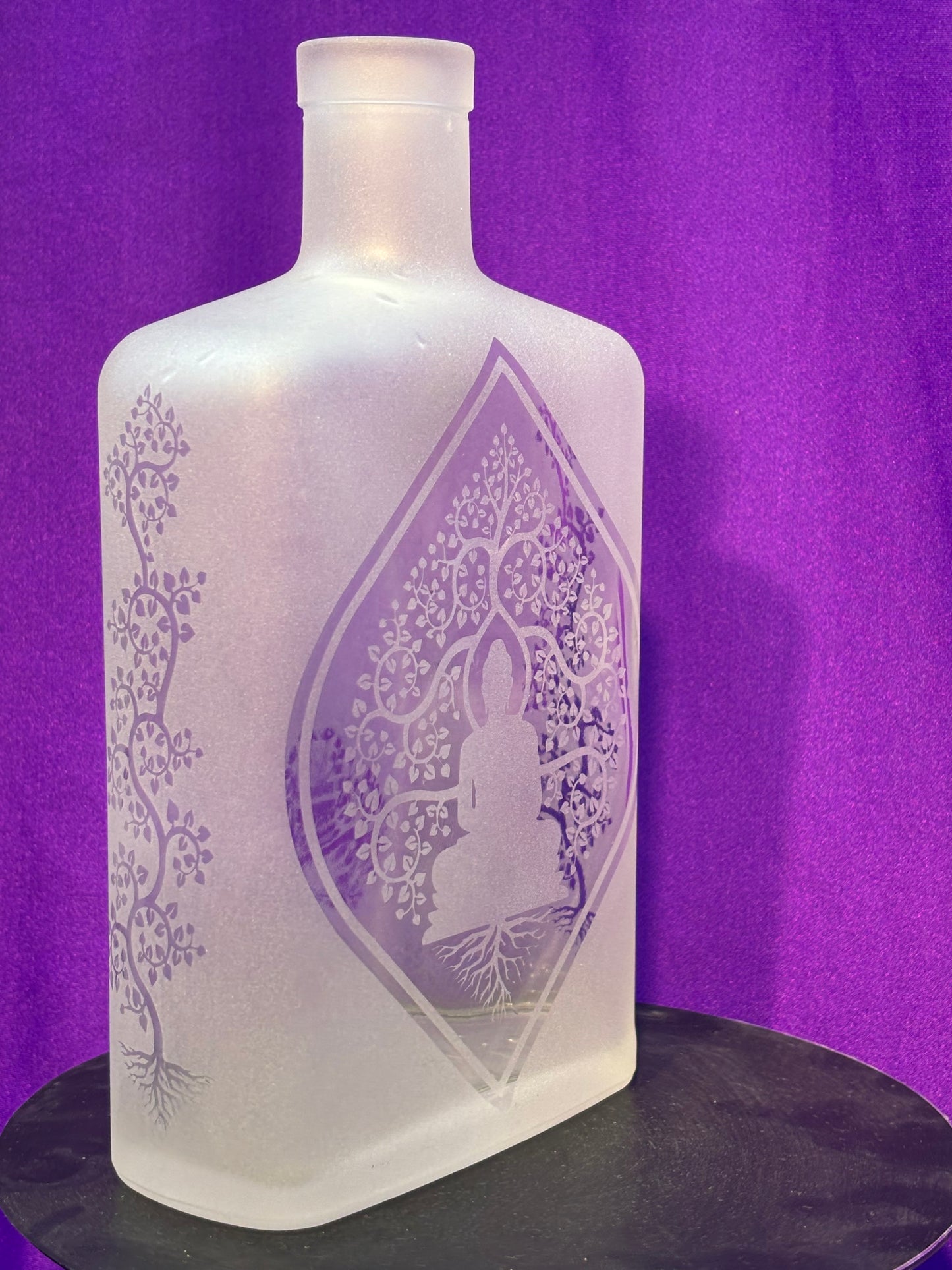 Sandblasted Buddha Incense Holder Bottle