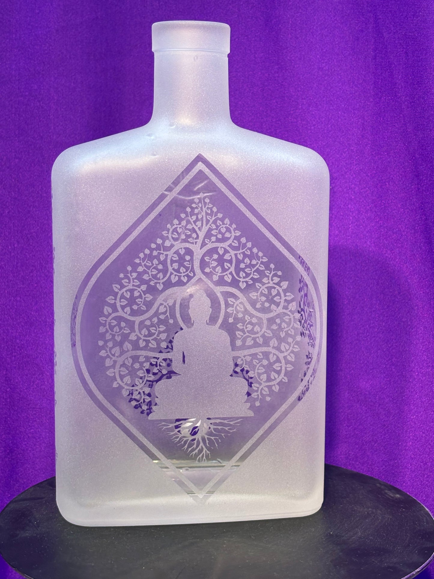 Sandblasted Buddha Incense Holder Bottle