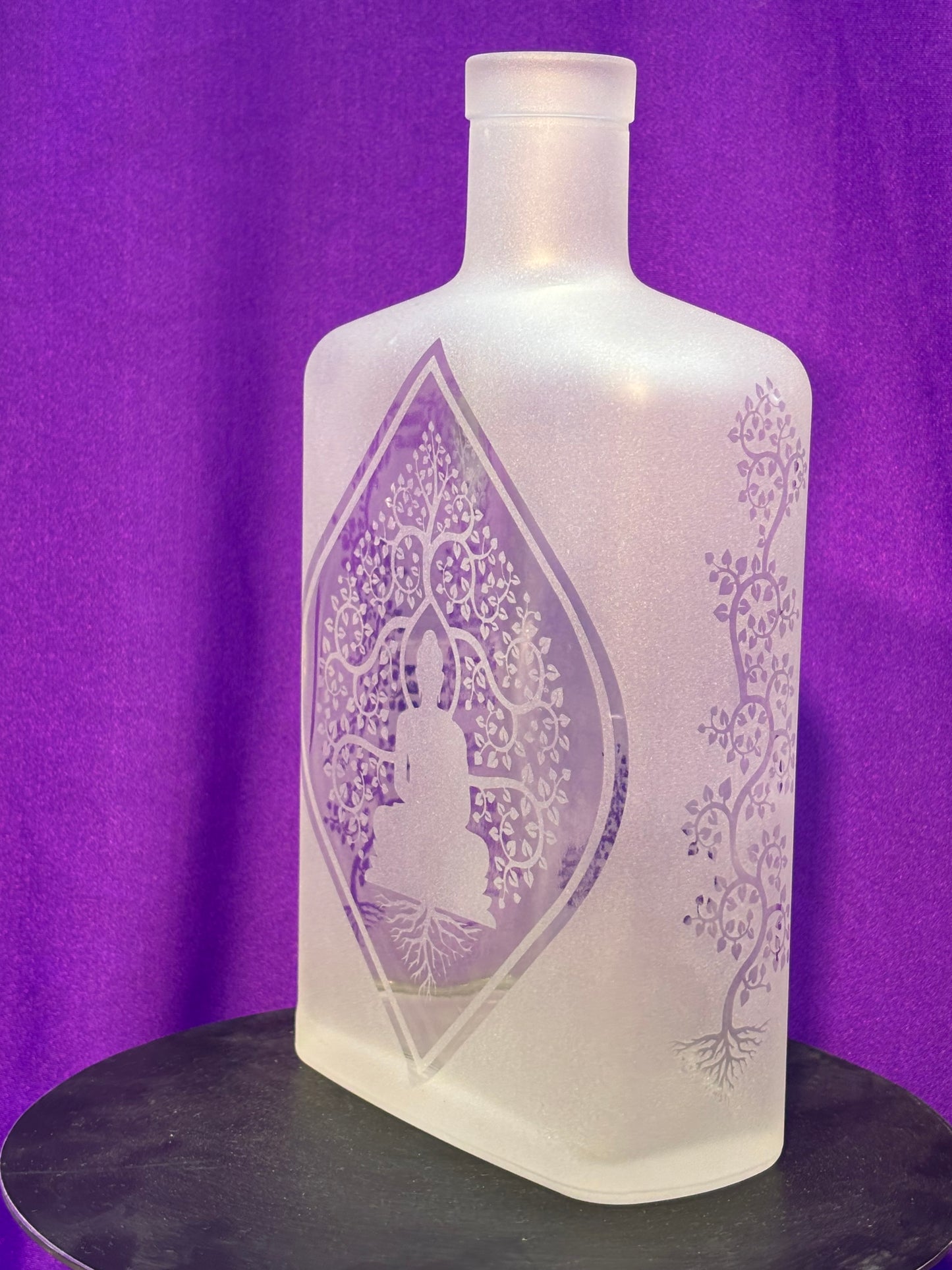 Sandblasted Buddha Incense Holder Bottle