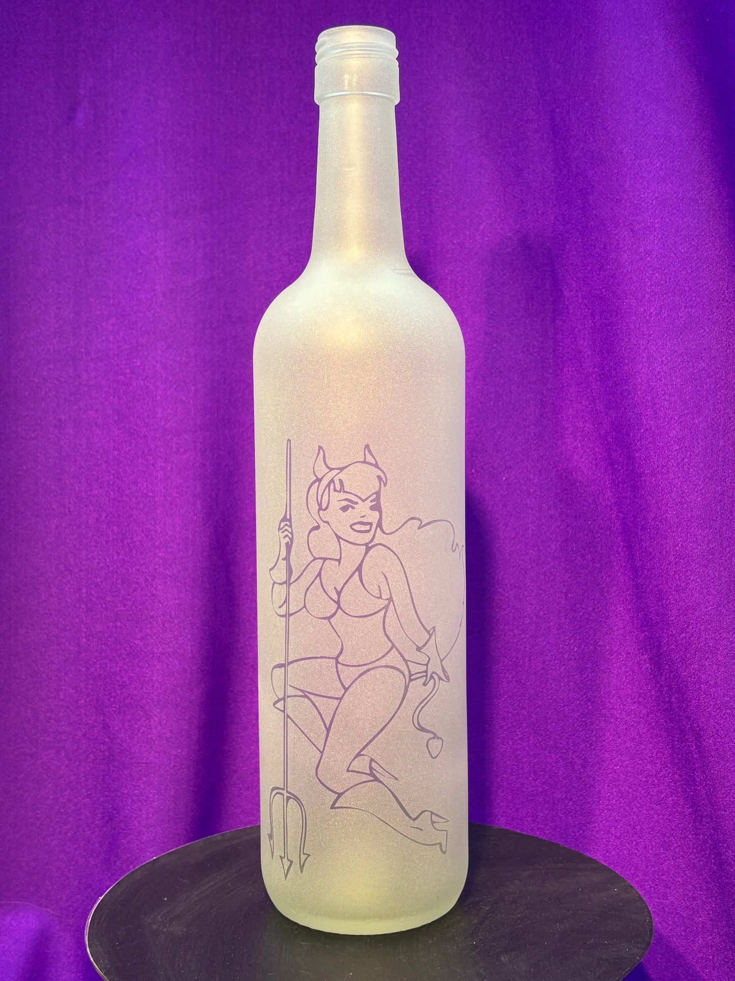 Sandblasted She-Devil Pin-up Incense Holder Bottle