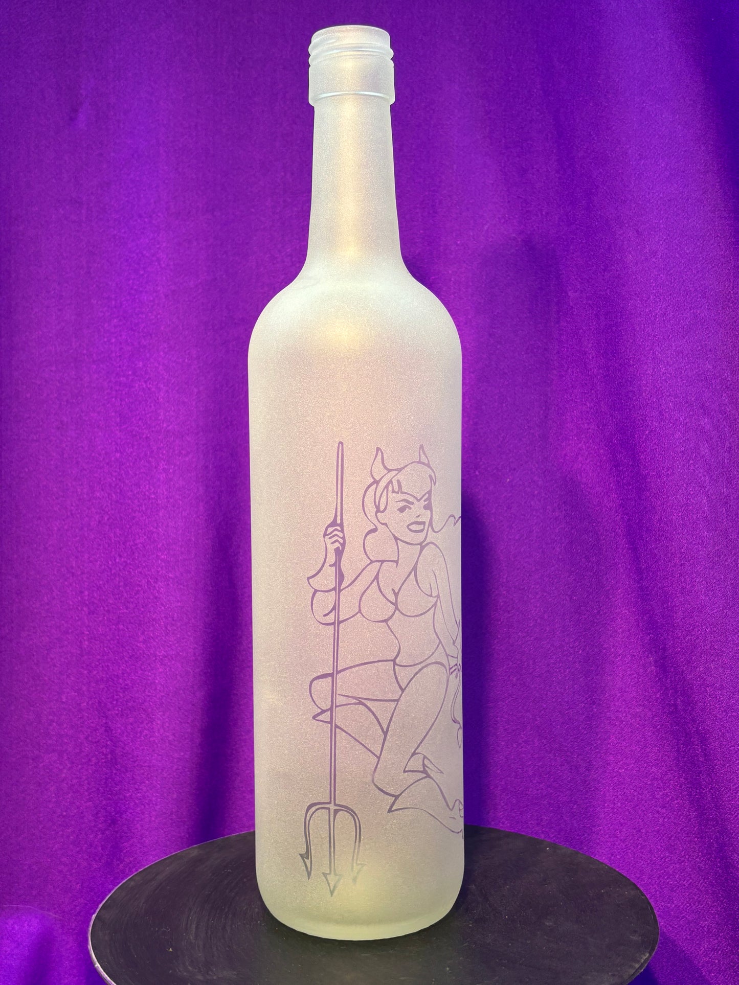 Sandblasted She-Devil Pin-up Incense Holder Bottle
