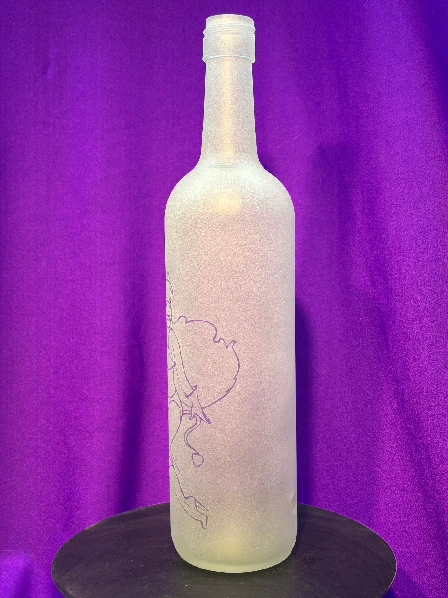 Sandblasted She-Devil Pin-up Incense Holder Bottle
