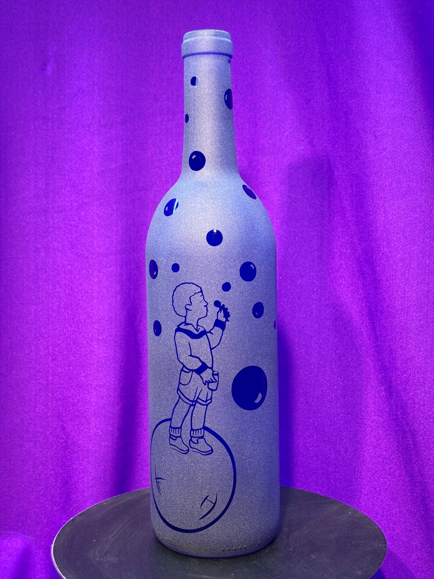 Sandblasted Bubble Boy Incense Holder Bottle