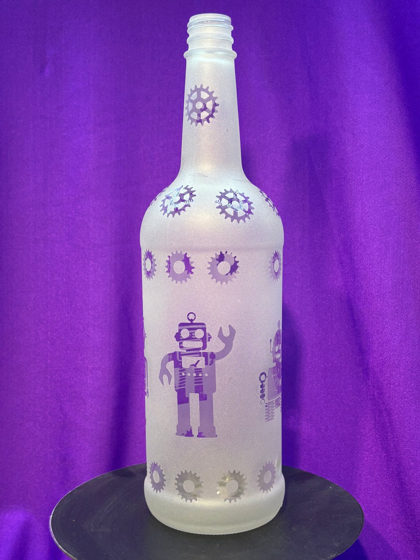 Sandblasted Robot Incense Holder Bottle