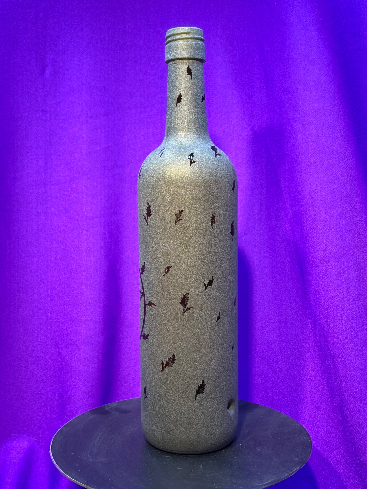 Sandblasted Leaf Pentagram Incense Holder Bottle