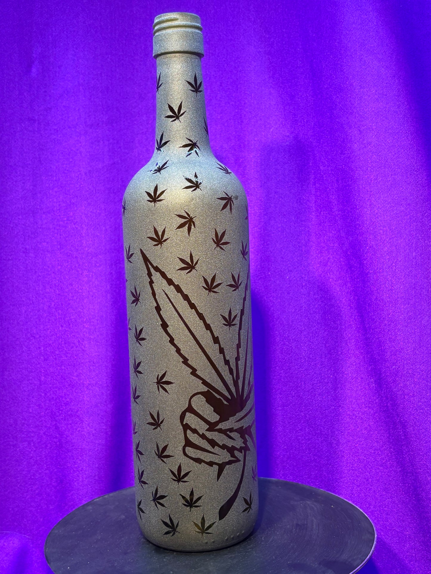 Sandblasted Peace Pot Incense Holder Bottle