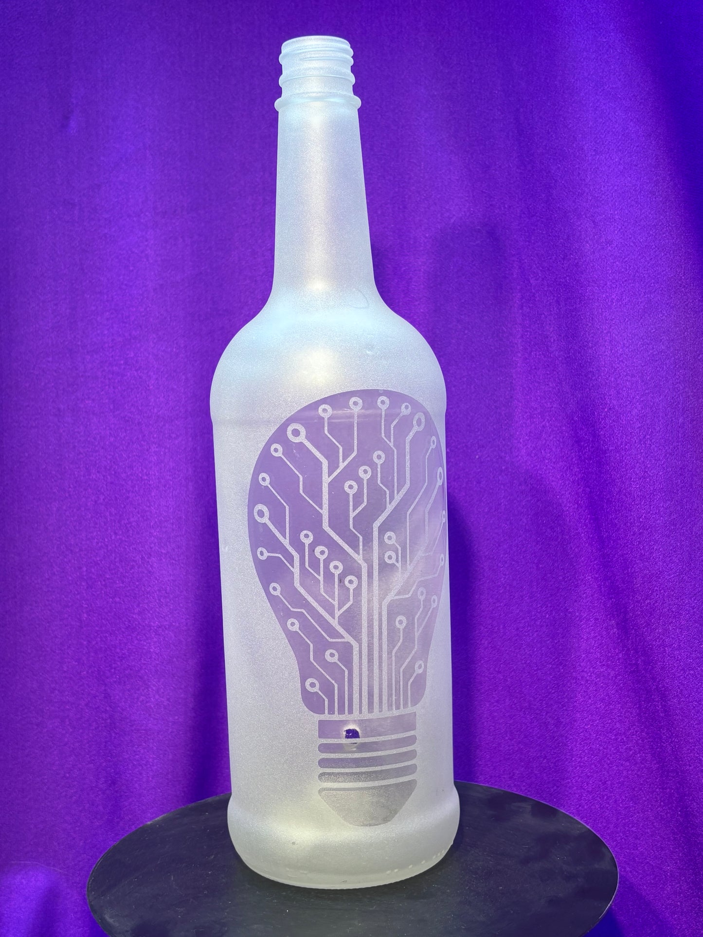 Sandblasted Cyber-Lightbulb Incense Holder Bottle