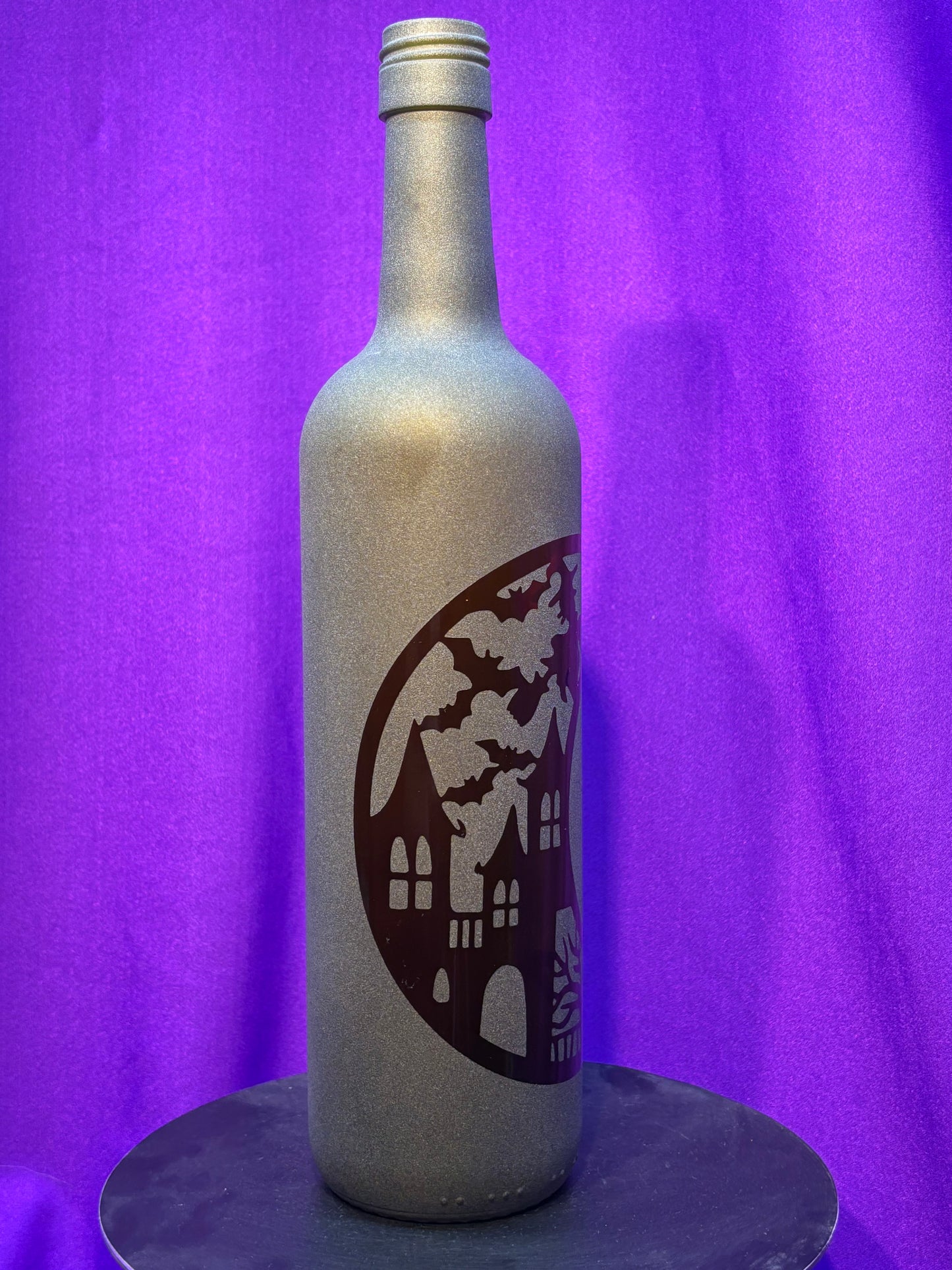 Sandblasted Crescent Moon Halloween Incense Holder Bottle