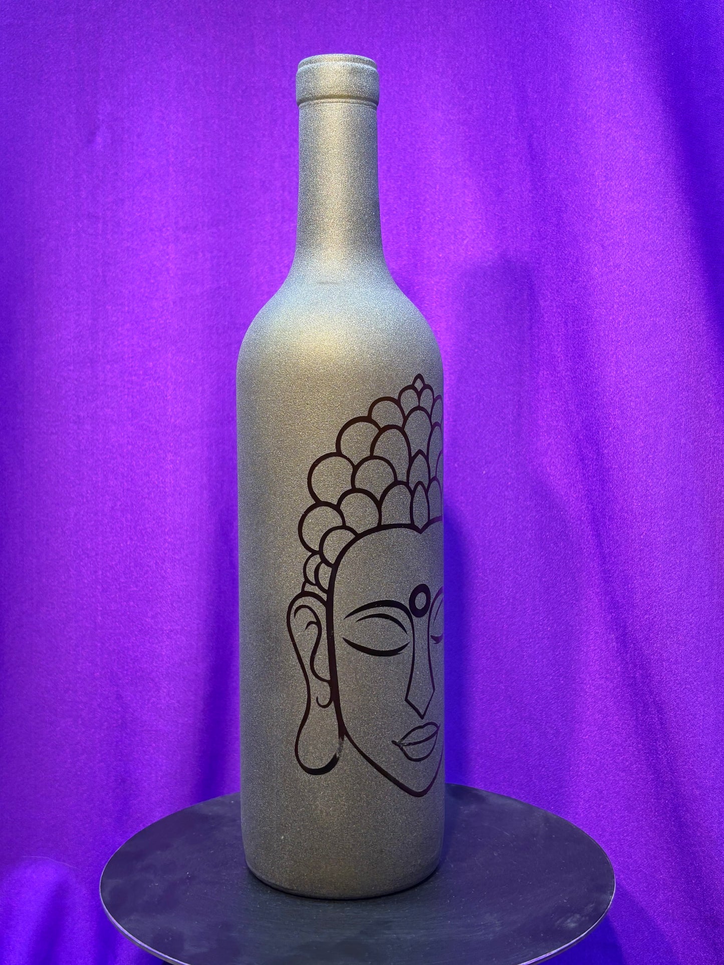 Sandblasted Buddha Incense Holder Bottle