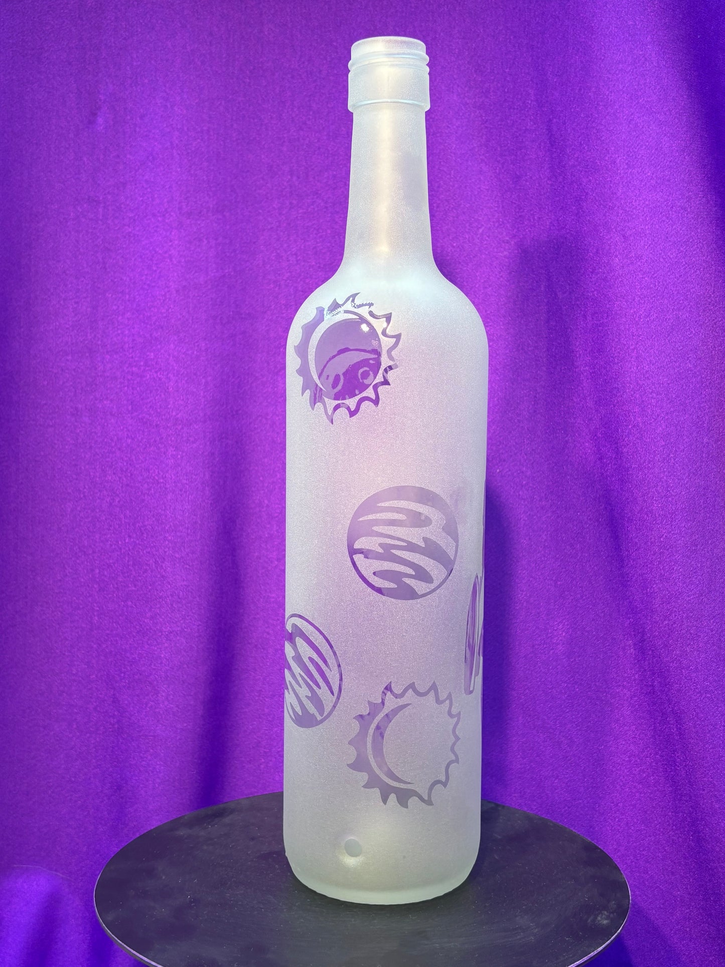 Sandblasted Rocket and Space Incense Holder Bottle