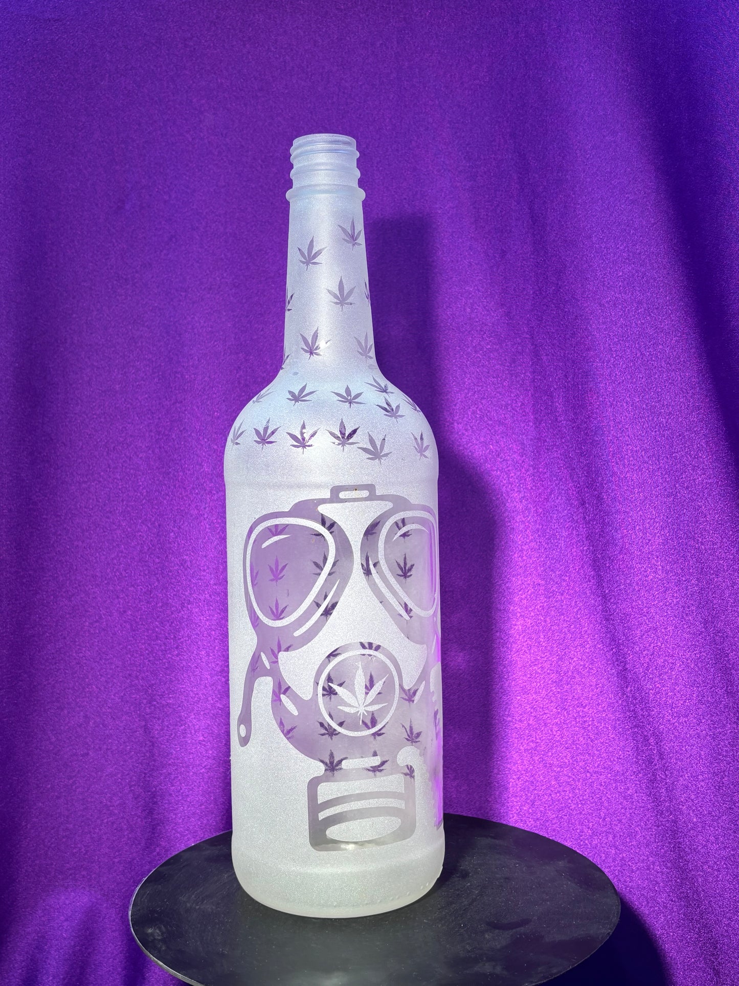 Sandblasted Cannabis Gas Mask Incense Holder Bottle