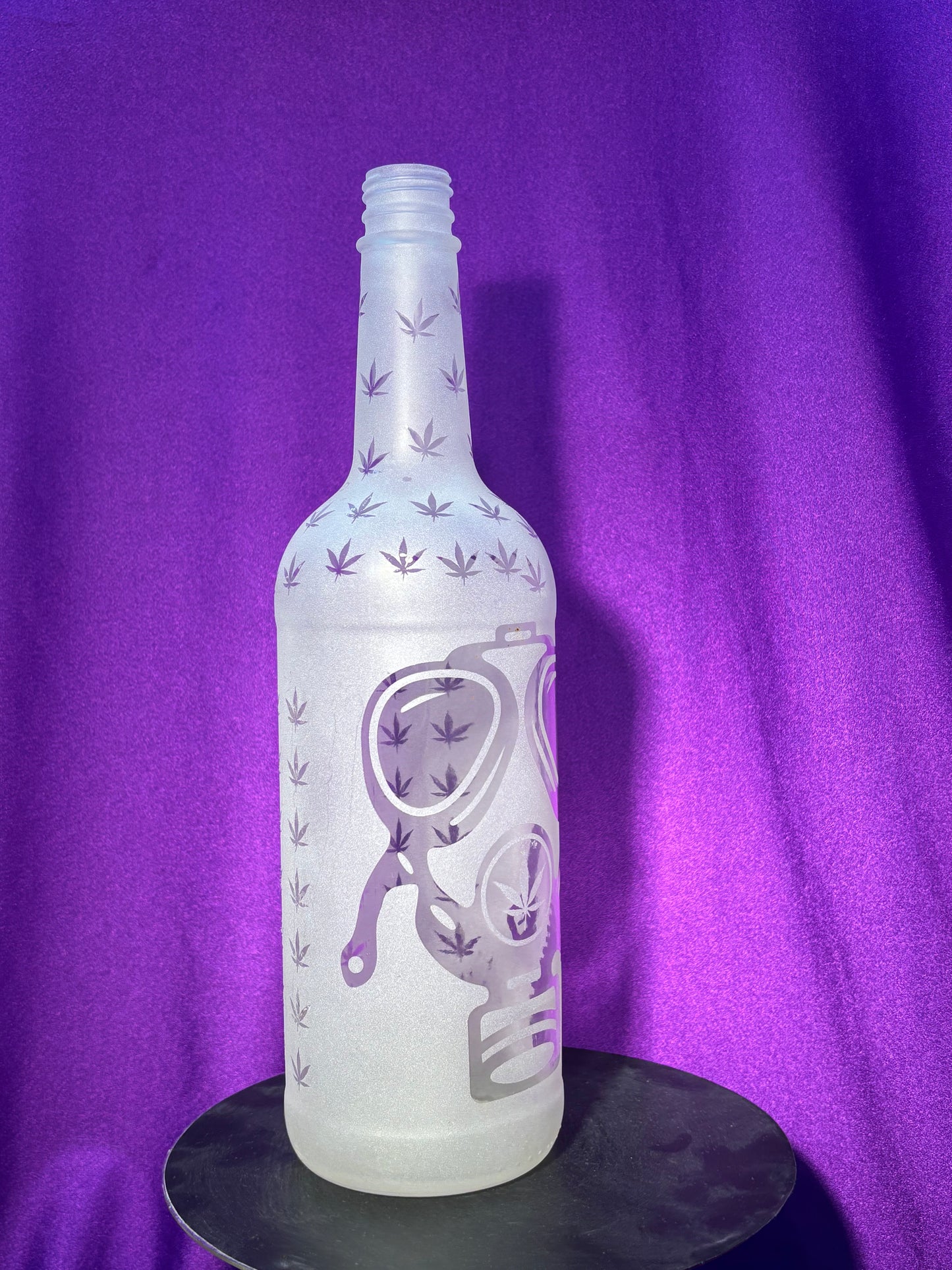Sandblasted Cannabis Gas Mask Incense Holder Bottle