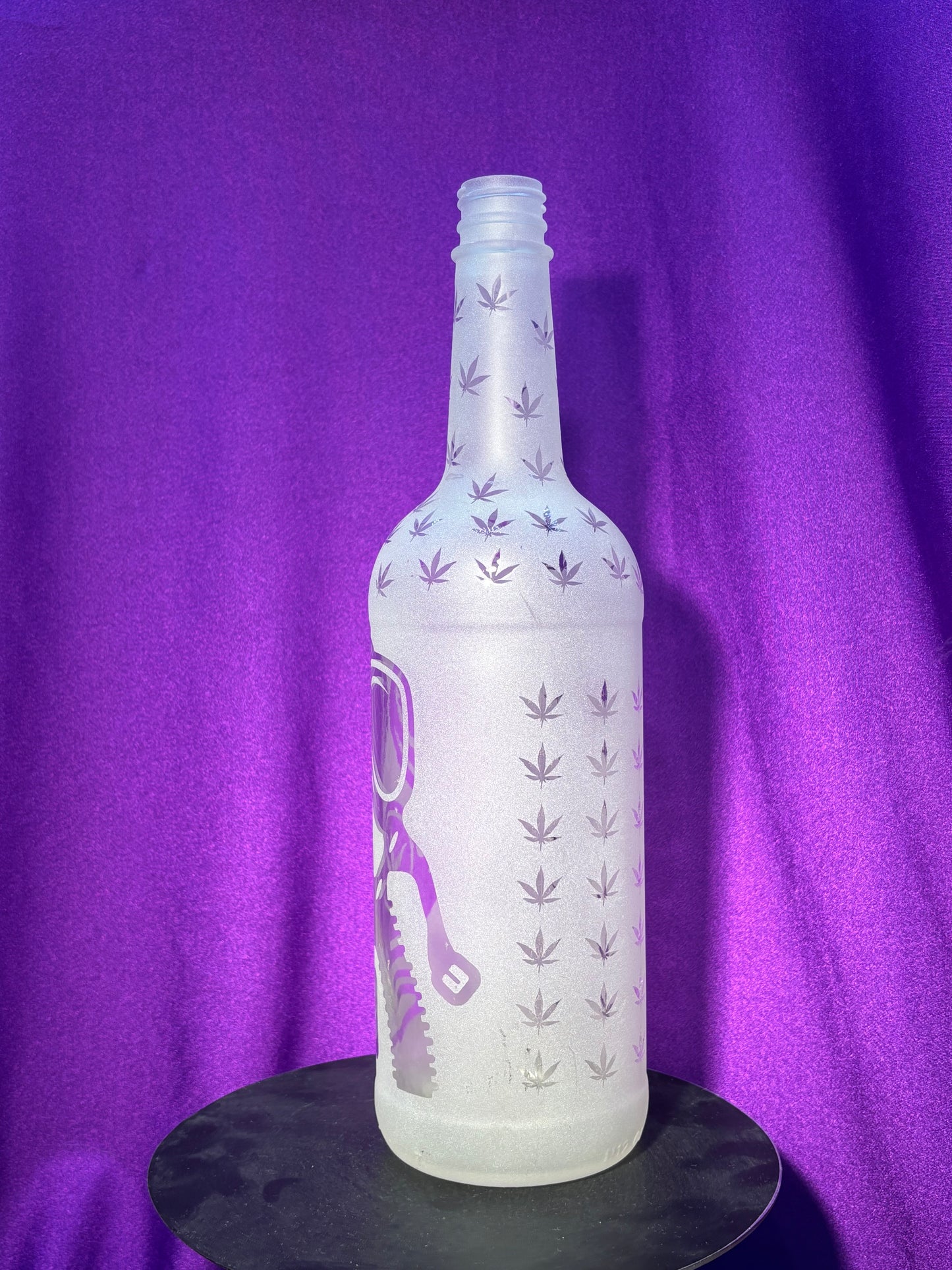 Sandblasted Cannabis Gas Mask Incense Holder Bottle