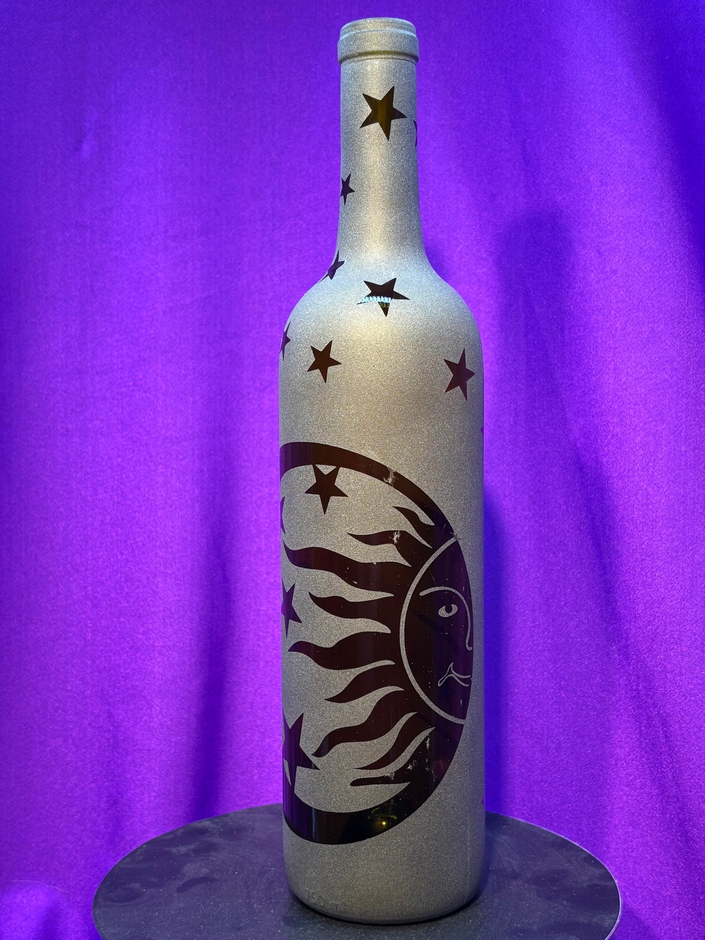 Sandblasted Sun and Moon Incense Holder Bottle