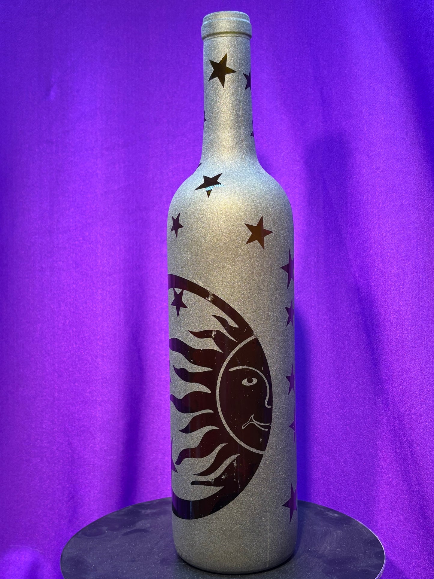 Sandblasted Sun and Moon Incense Holder Bottle