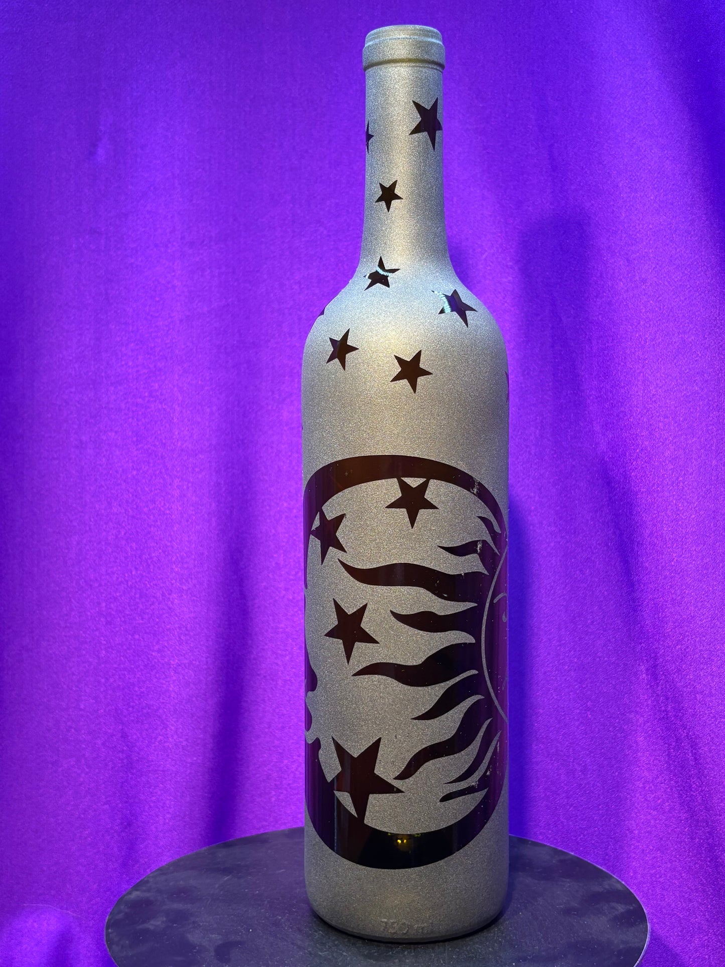 Sandblasted Sun and Moon Incense Holder Bottle