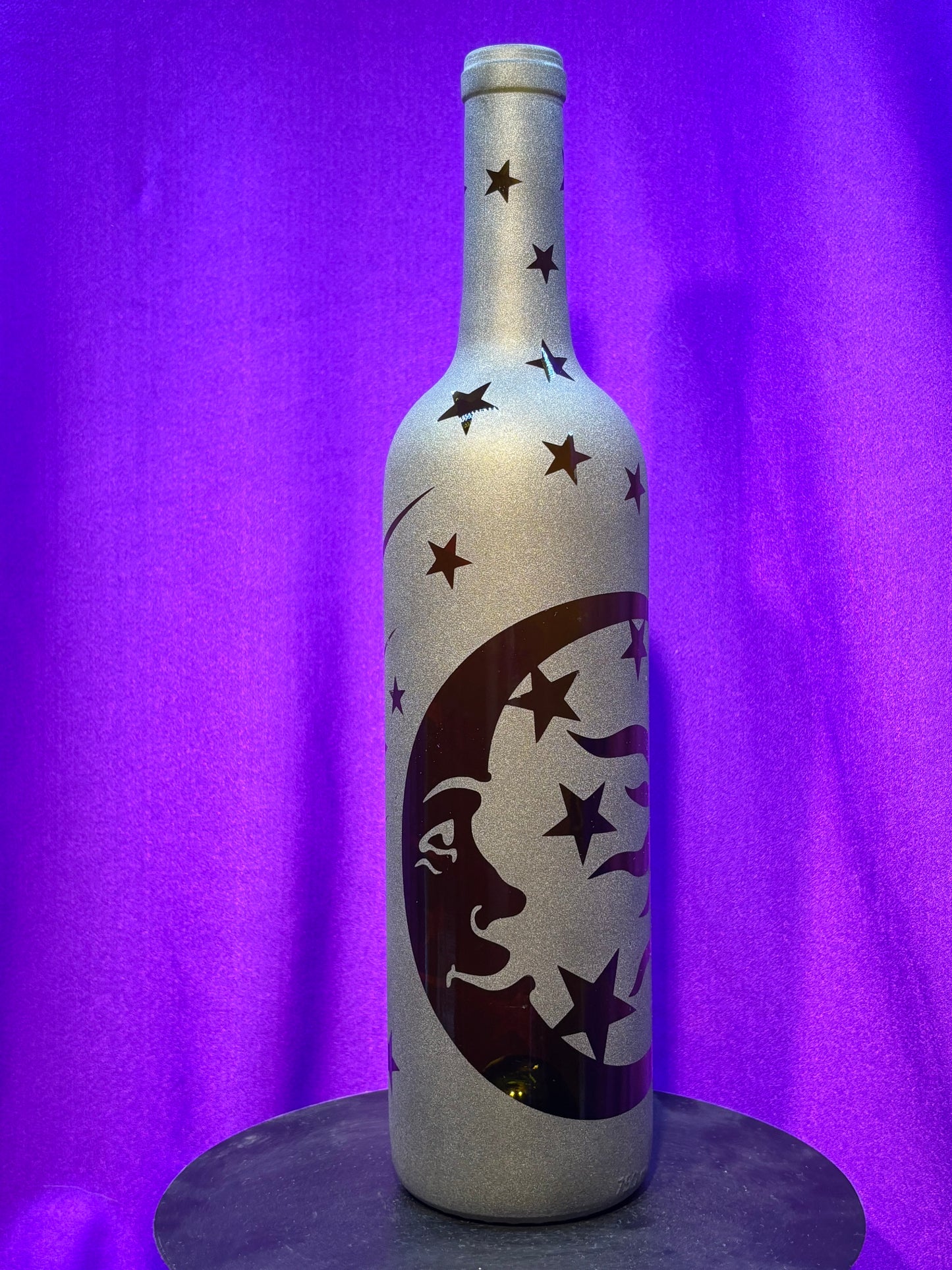 Sandblasted Sun and Moon Incense Holder Bottle
