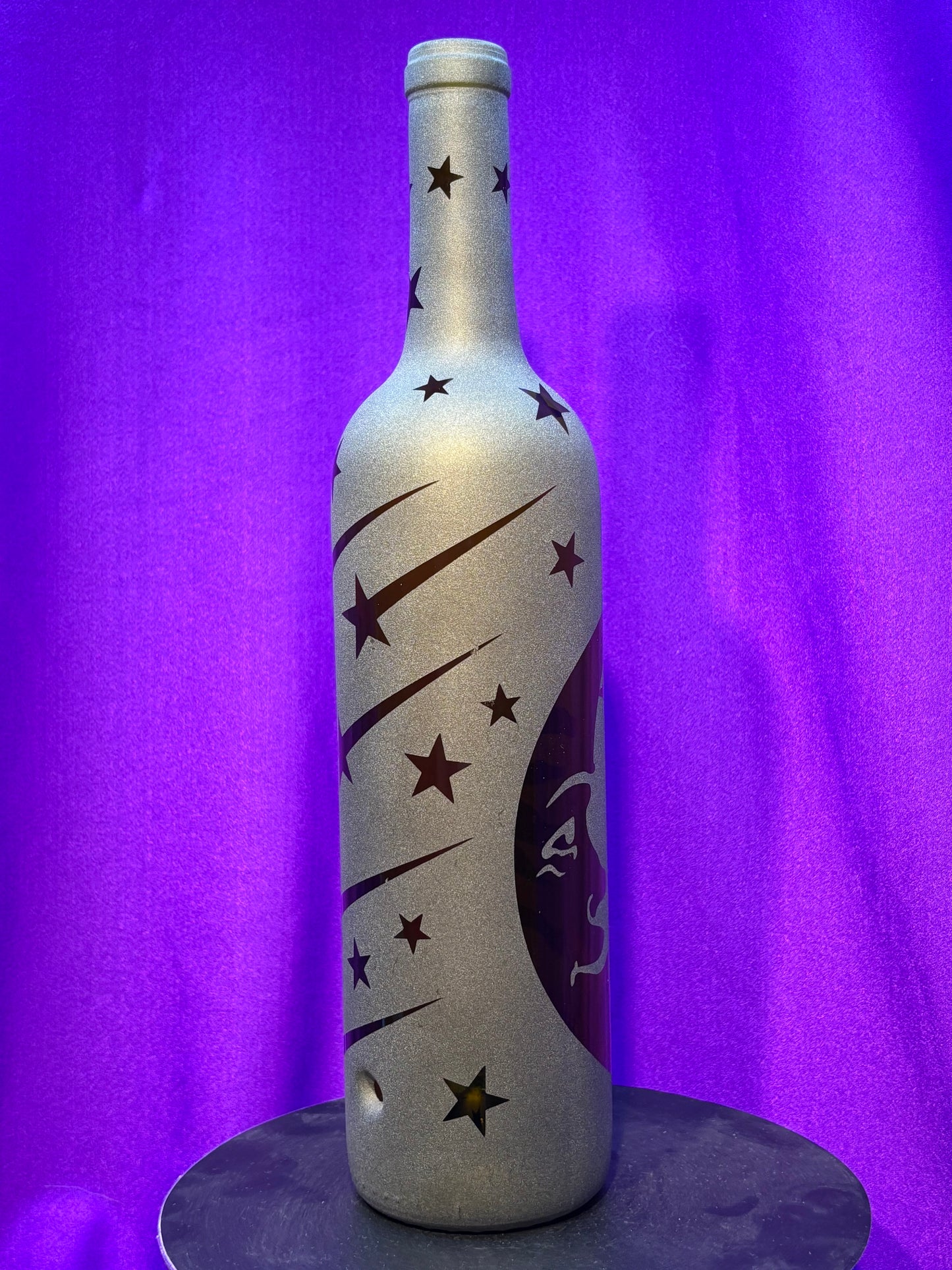 Sandblasted Sun and Moon Incense Holder Bottle