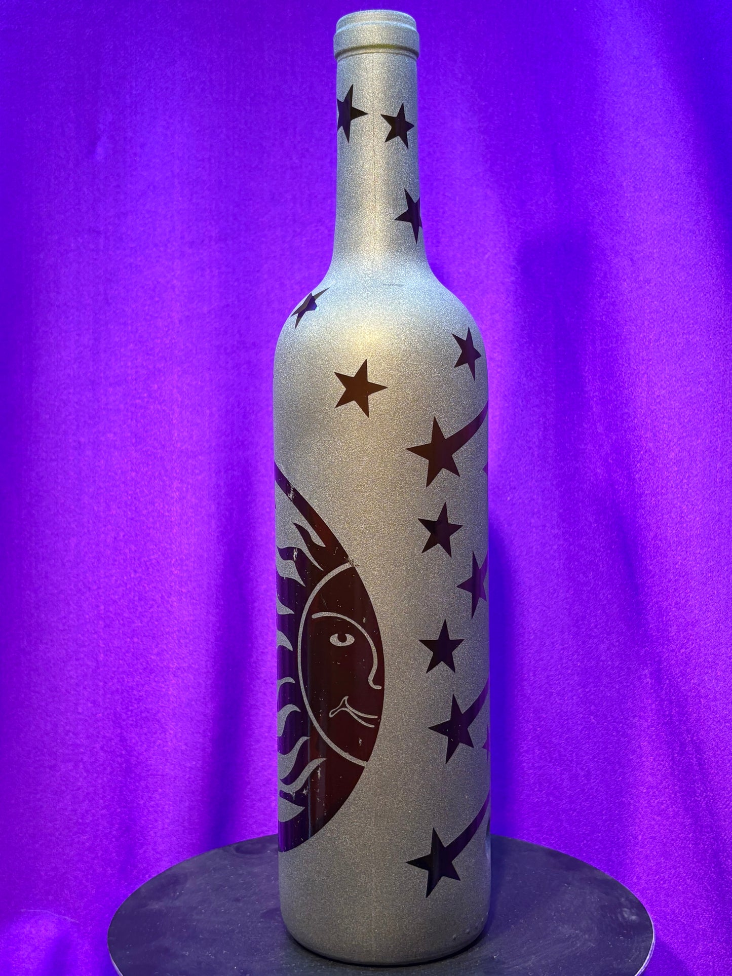 Sandblasted Sun and Moon Incense Holder Bottle