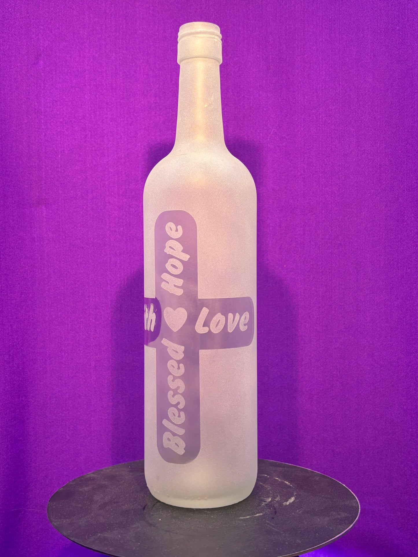 Sandblasted Faith Cross Incense Holder Bottle