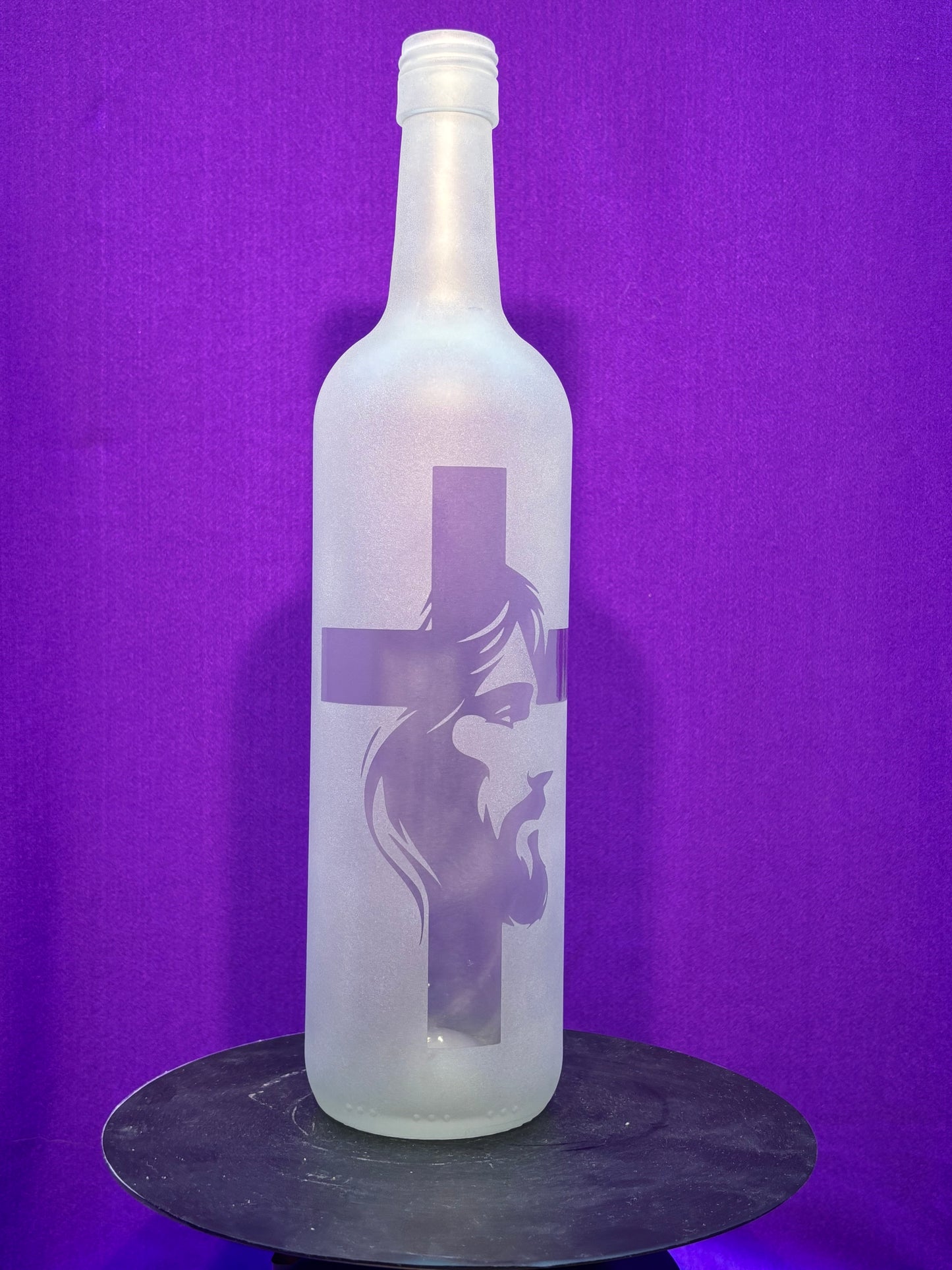Sandblasted Jesus Cross Incense Holder Bottle
