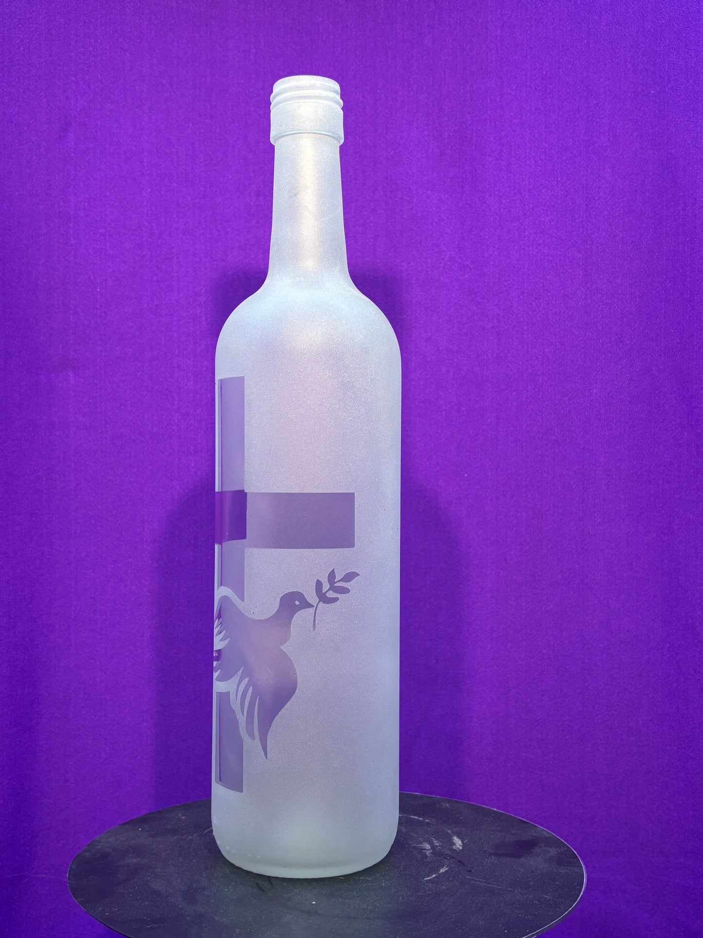 Sandblasted Dove Cross Incense Holder Bottle
