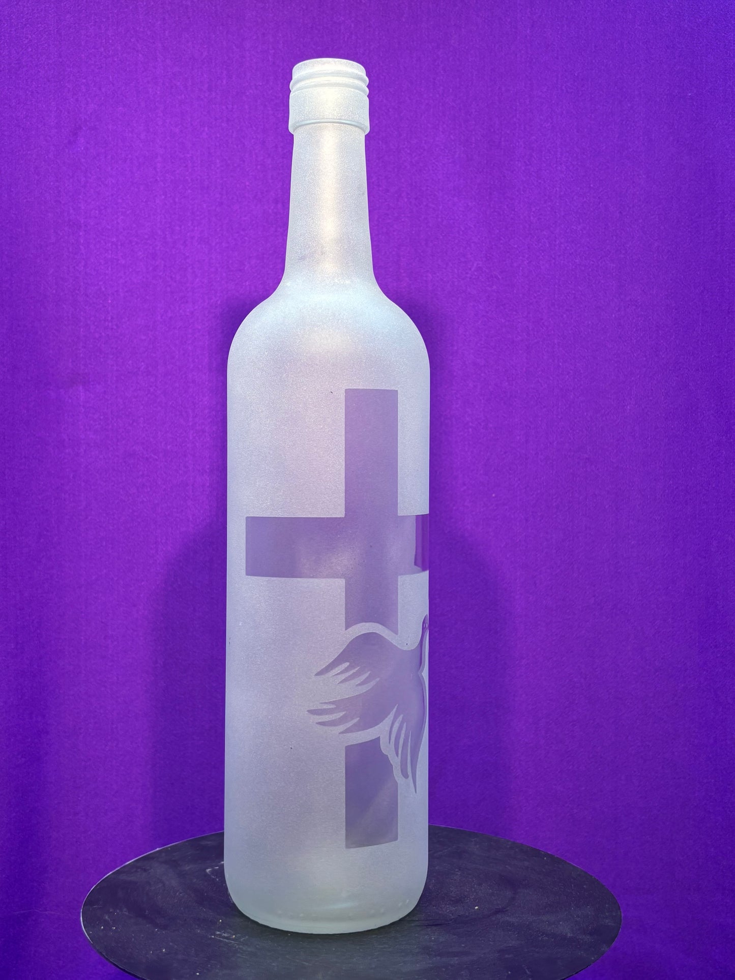 Sandblasted Dove Cross Incense Holder Bottle
