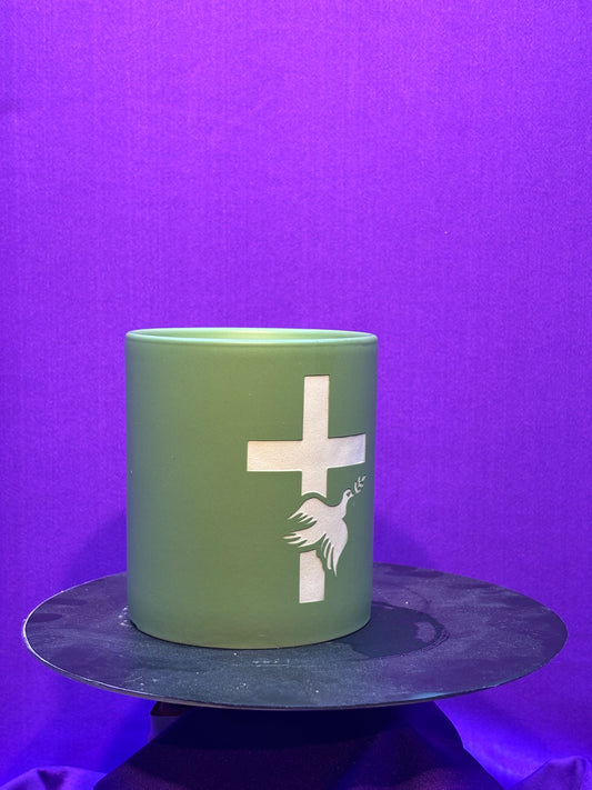 Dove Cross Candle Holder Tumbler