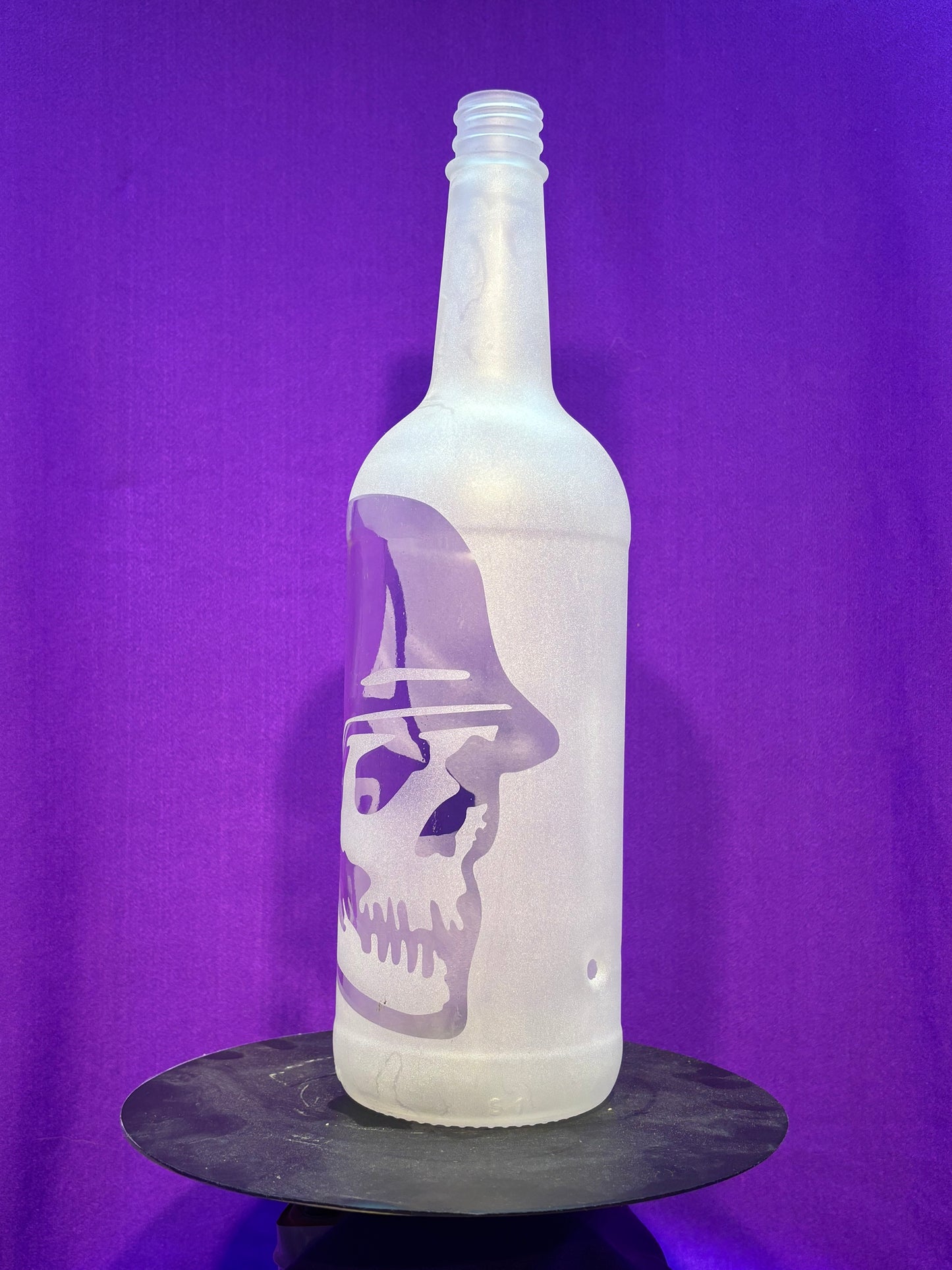 Sandblasted Helmet Skull Incense Holder Bottle