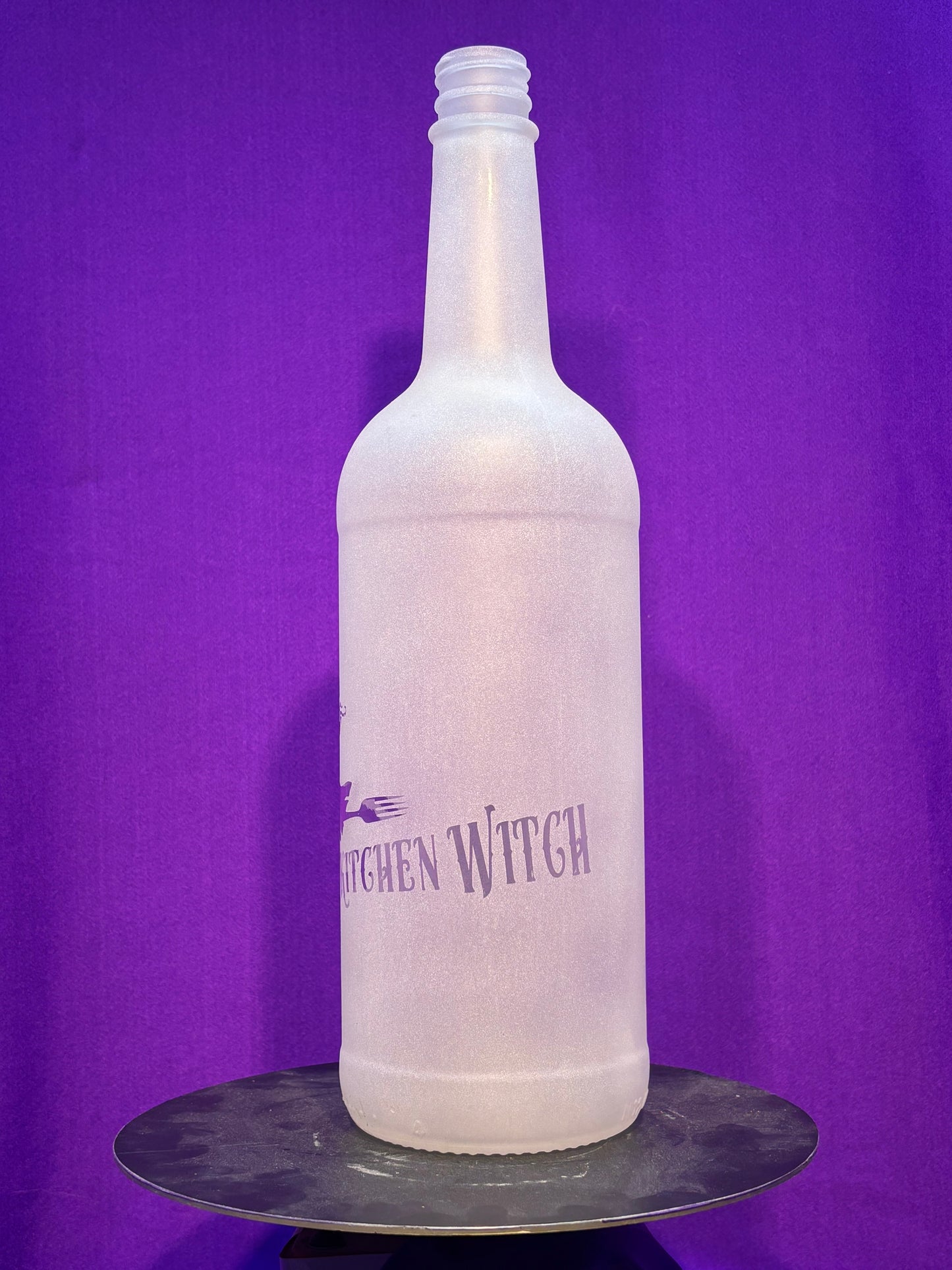 Sandblasted Kitchen Witch Incense Holder Bottle - Small