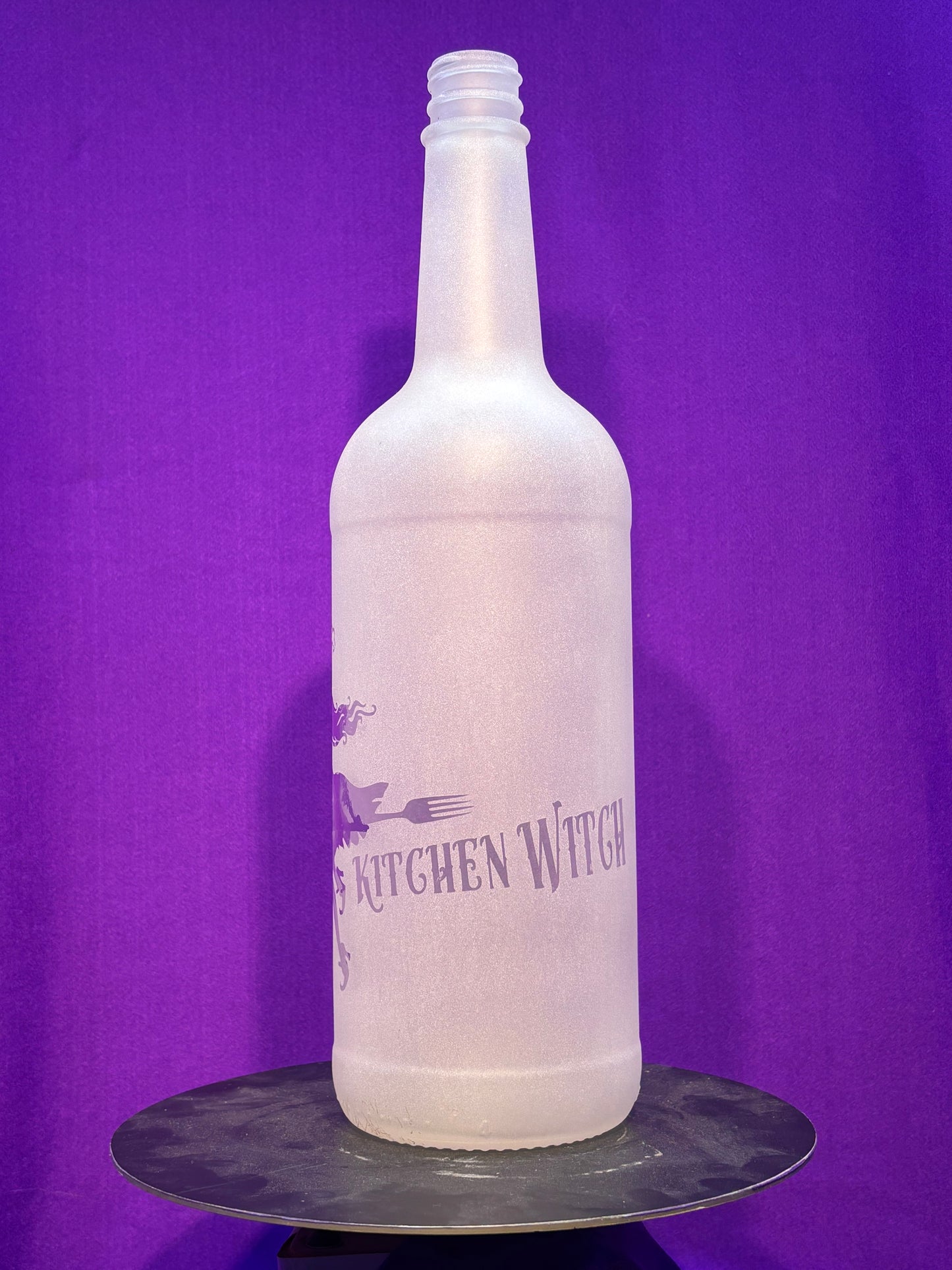 Sandblasted Kitchen Witch Incense Holder Bottle - Small