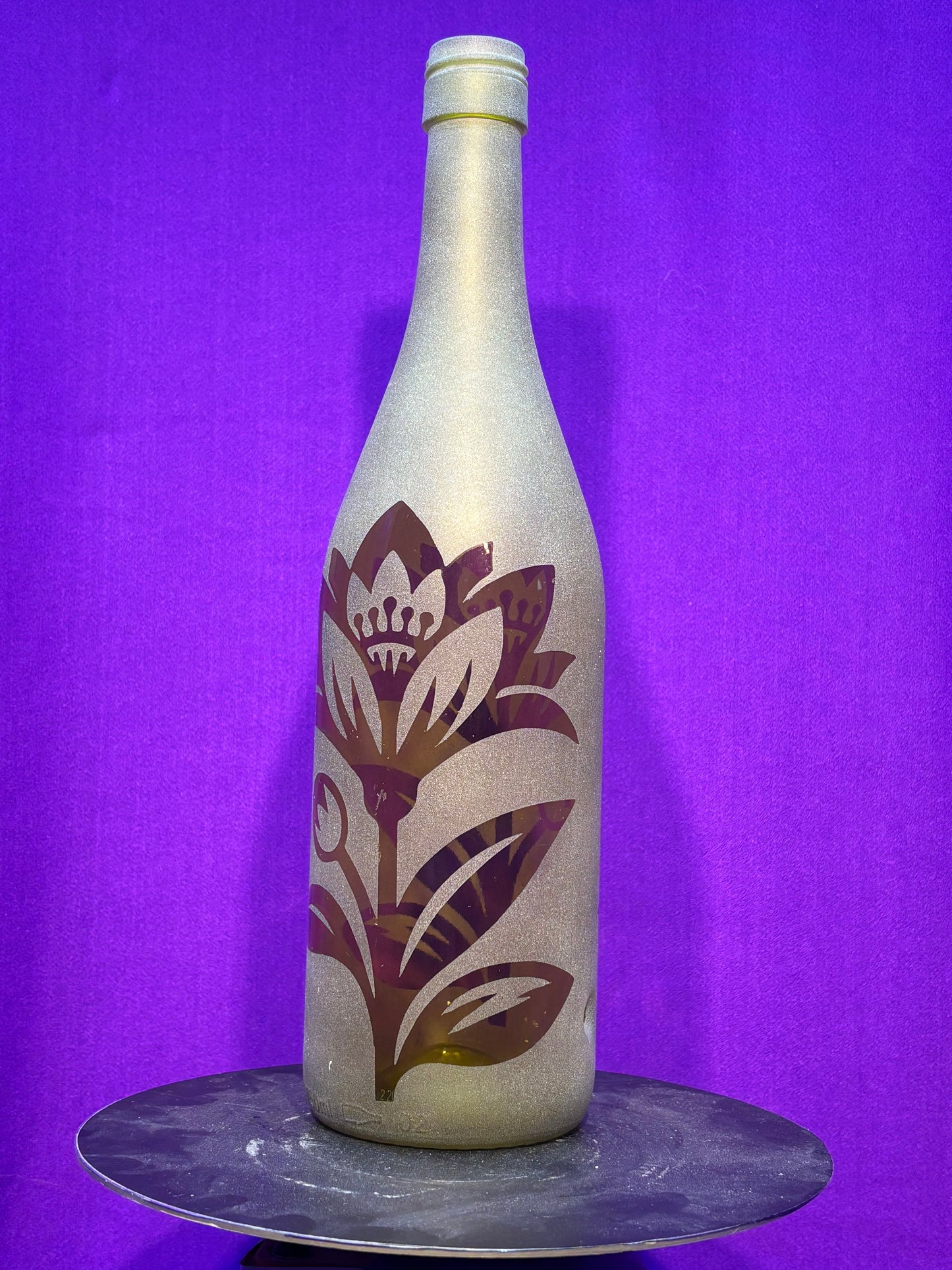 Sandblasted Flowers 2 Incense Holder Bottle