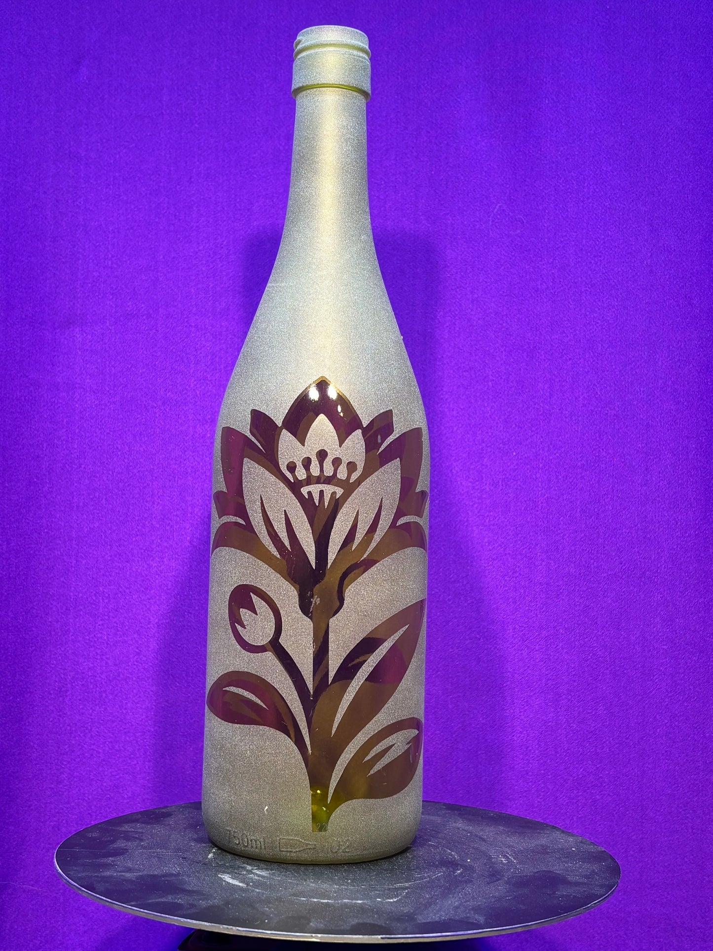 Sandblasted Flowers 2 Incense Holder Bottle