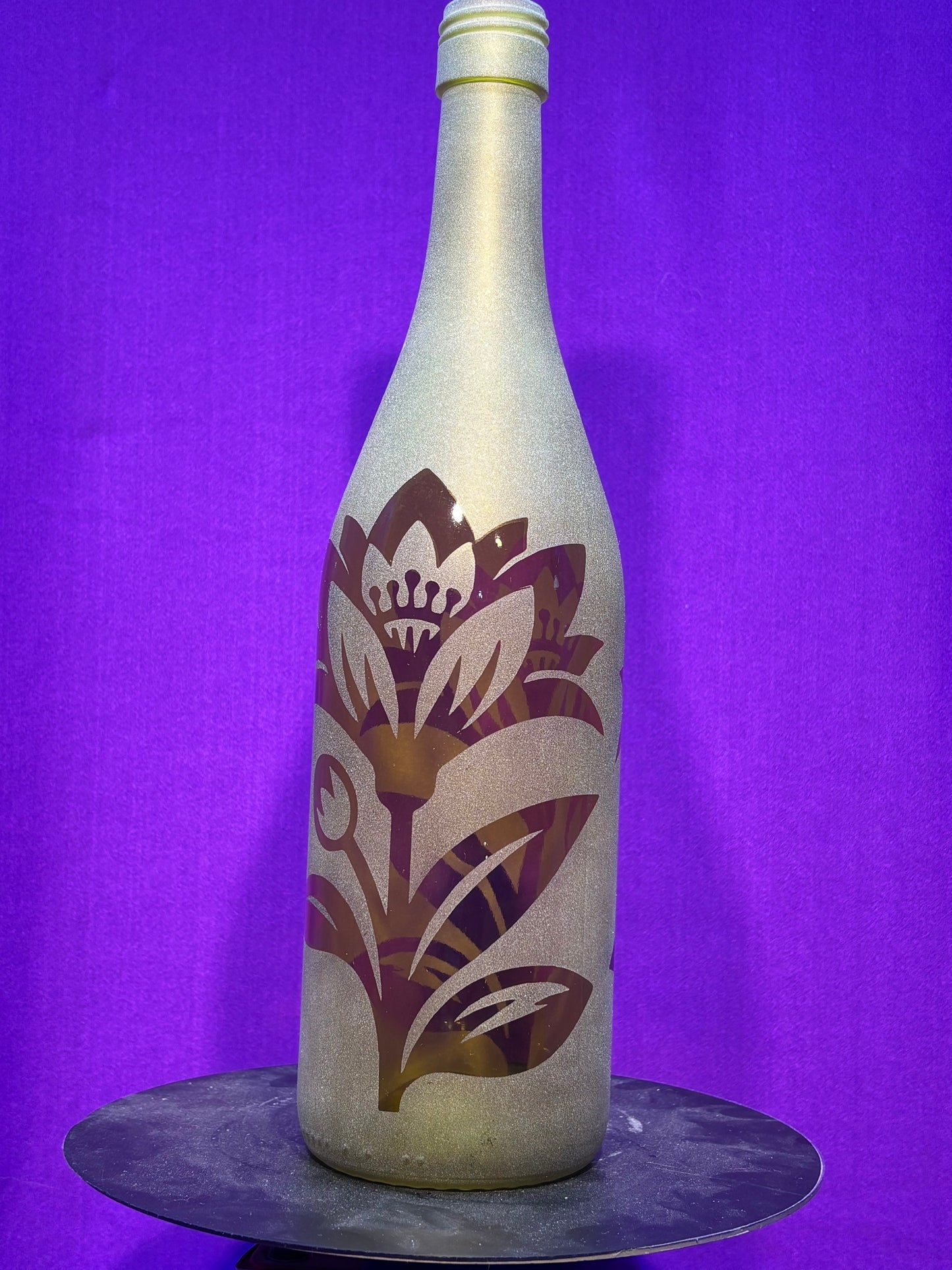 Sandblasted Flowers 2 Incense Holder Bottle