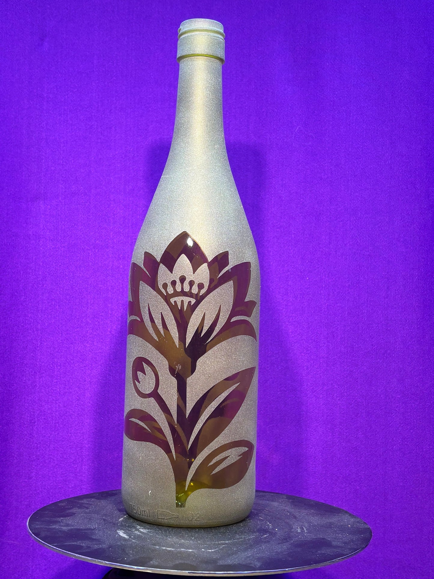 Sandblasted Flowers 2 Incense Holder Bottle