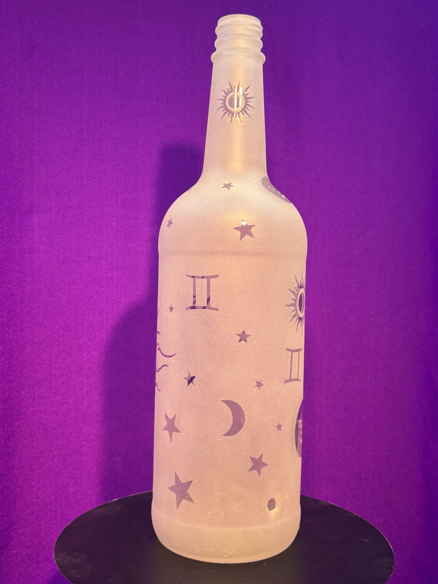 Sandblasted Gemini Zodiac Incense Holder Bottle