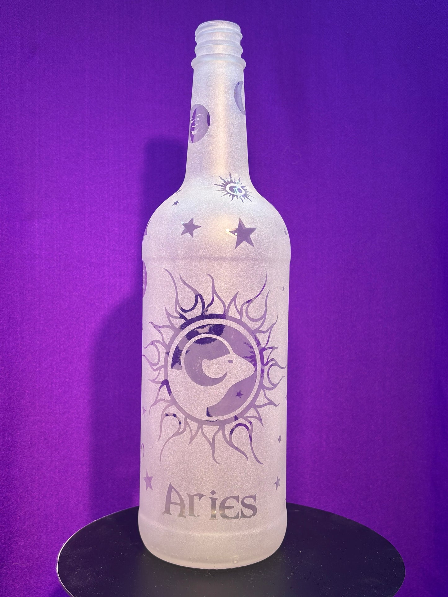 Sandblasted Aries Zodiac Incense Holder Bottle
