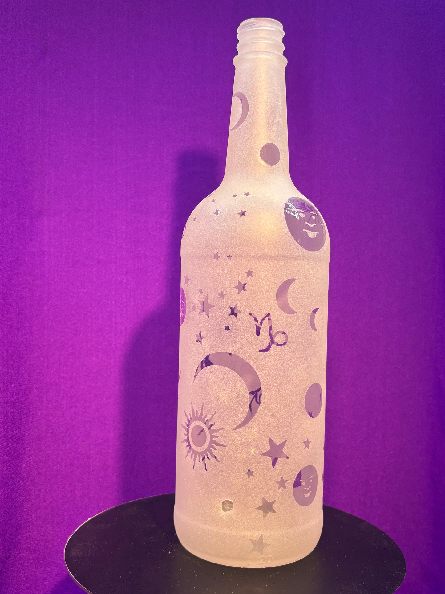 Sandblasted Capricorn Zodiac Incense Holder Bottle