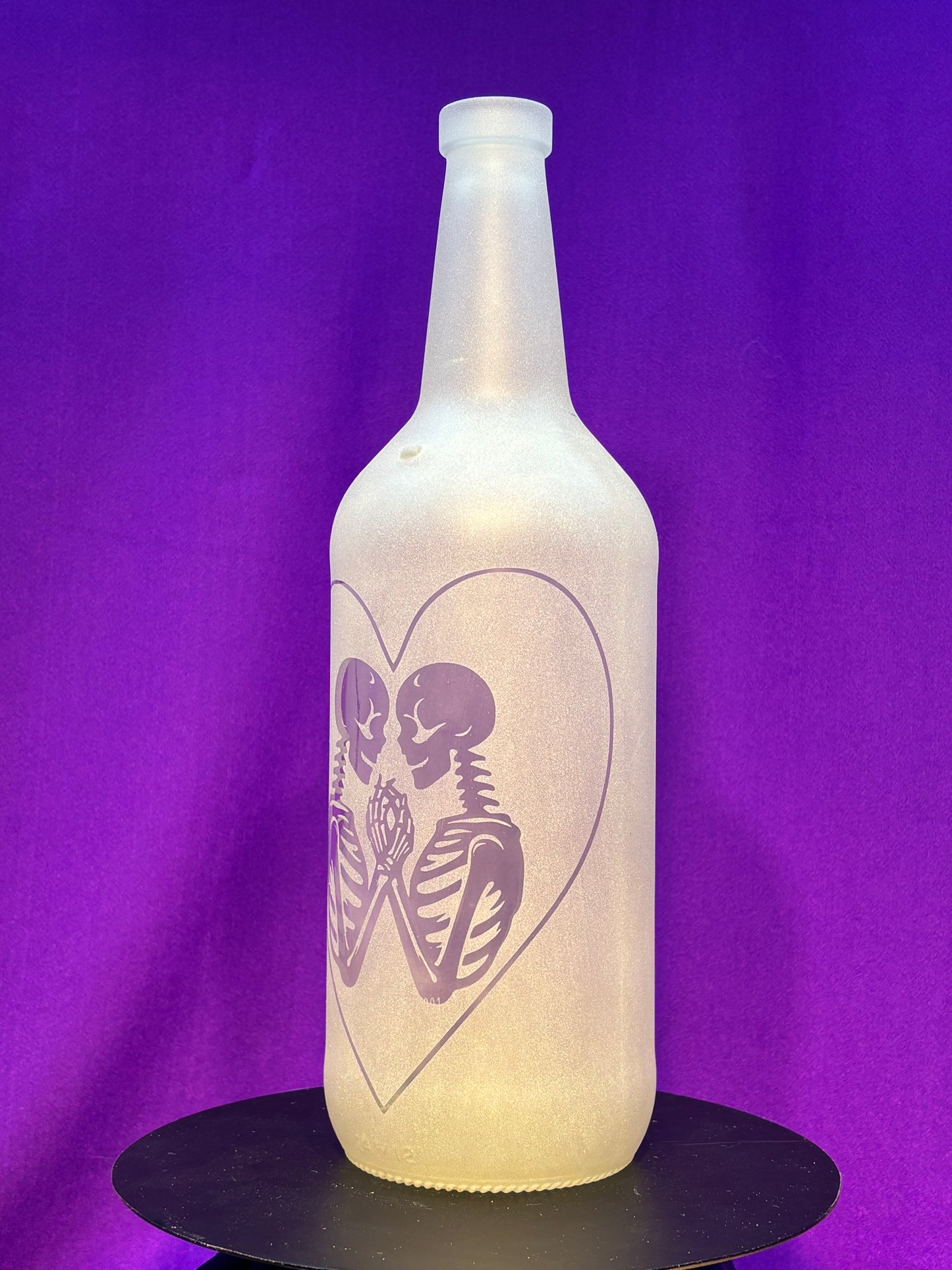 Sandblasted Skeleton Lovers Incense Holder Bottle