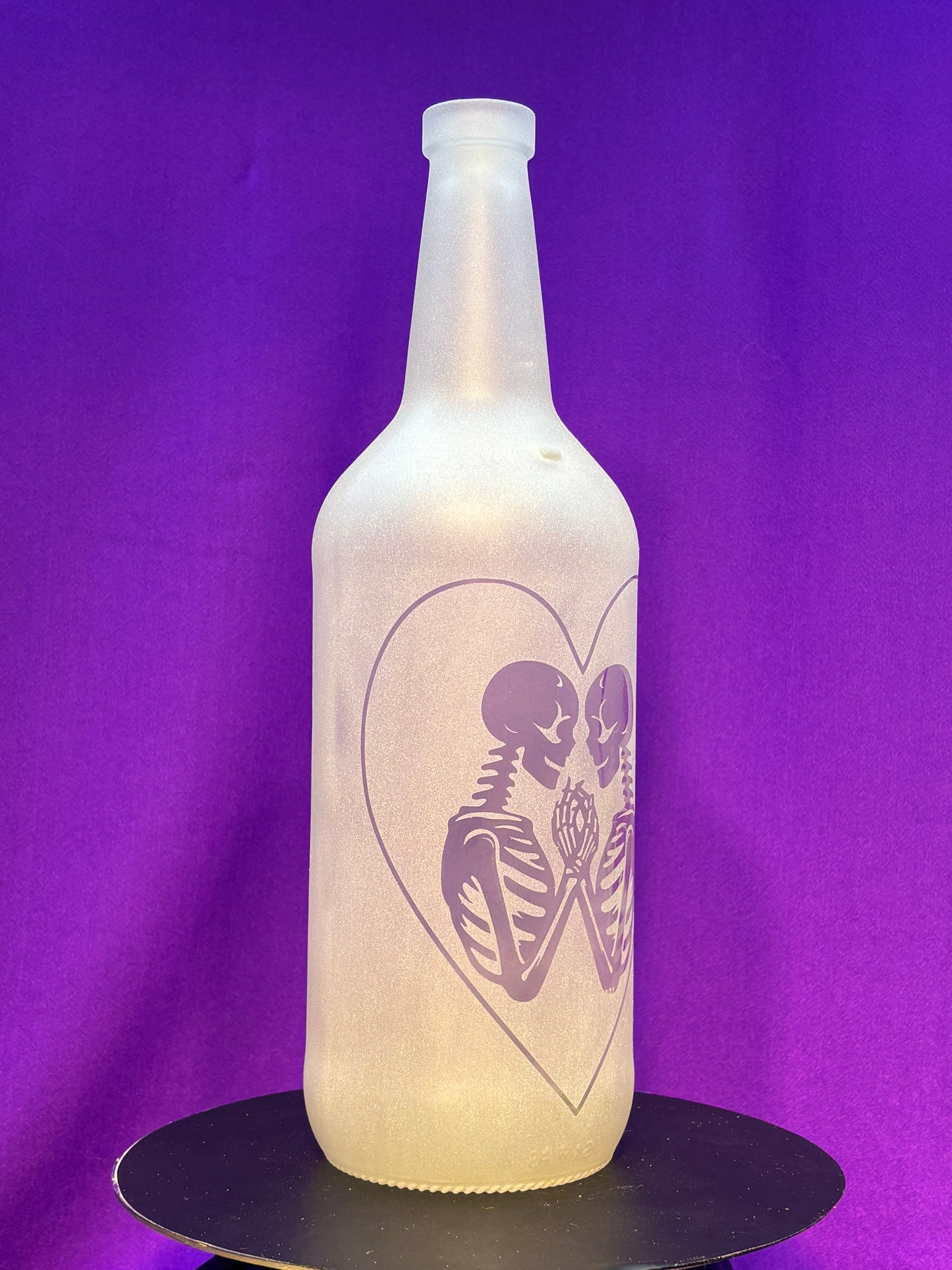 Sandblasted Skeleton Lovers Incense Holder Bottle