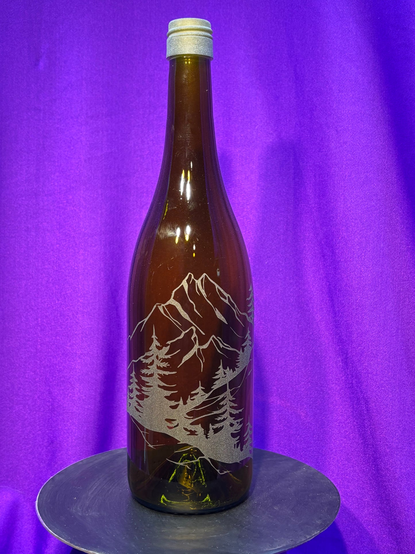 Sandblasted Mountain Incense Holder Bottle