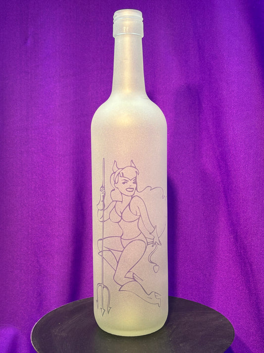 Sandblasted She-Devil Pin-up Incense Holder Bottle