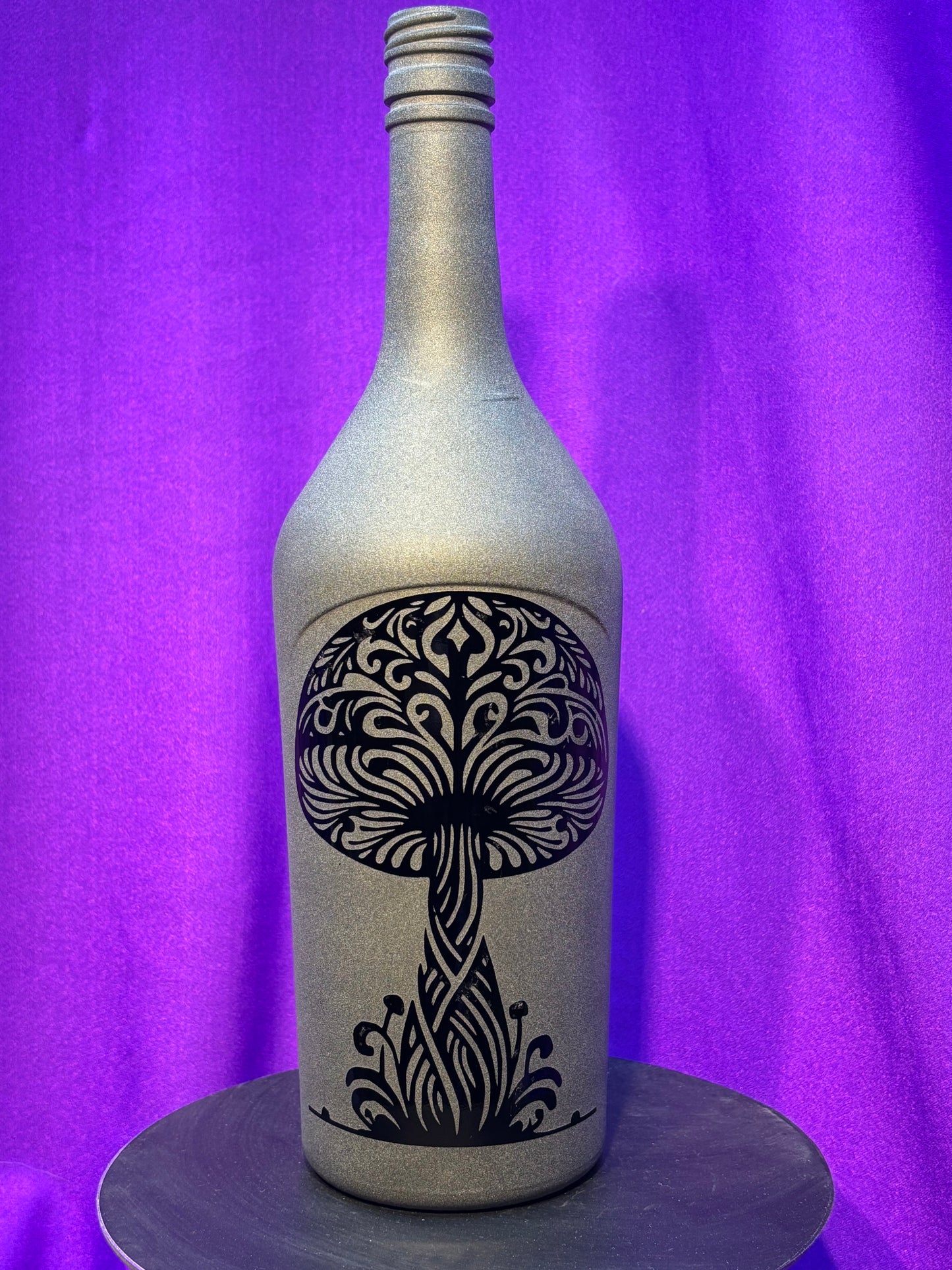Sandblasted Mushroom Incense Holder Bottle