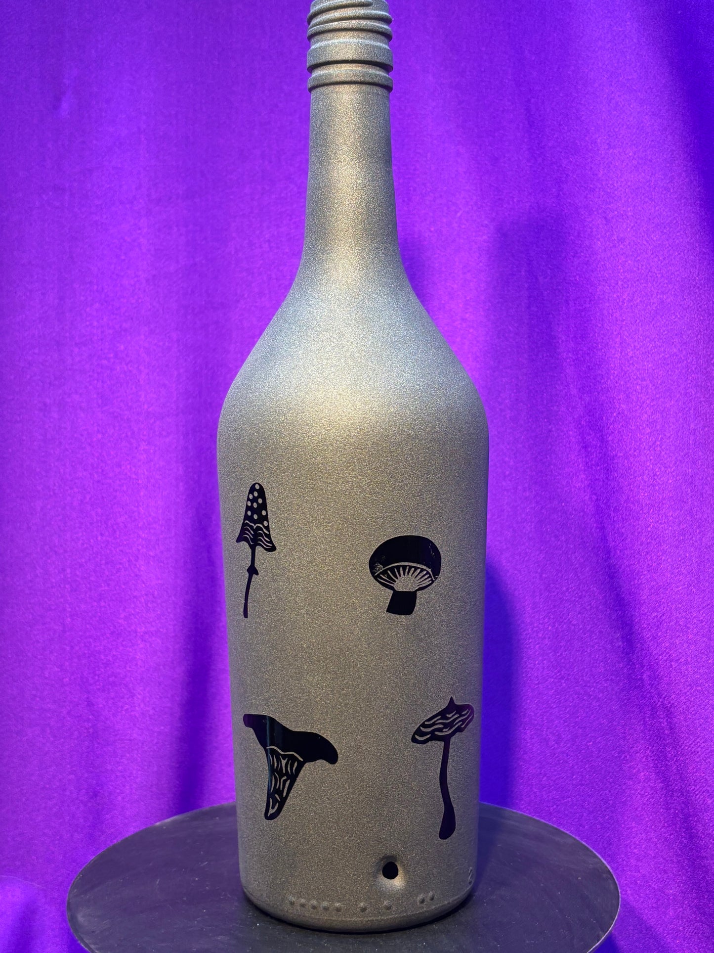 Sandblasted Mushroom Incense Holder Bottle