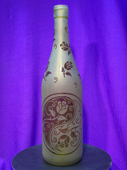 Sandblasted Rose Yin-yang Incense Holder Bottle