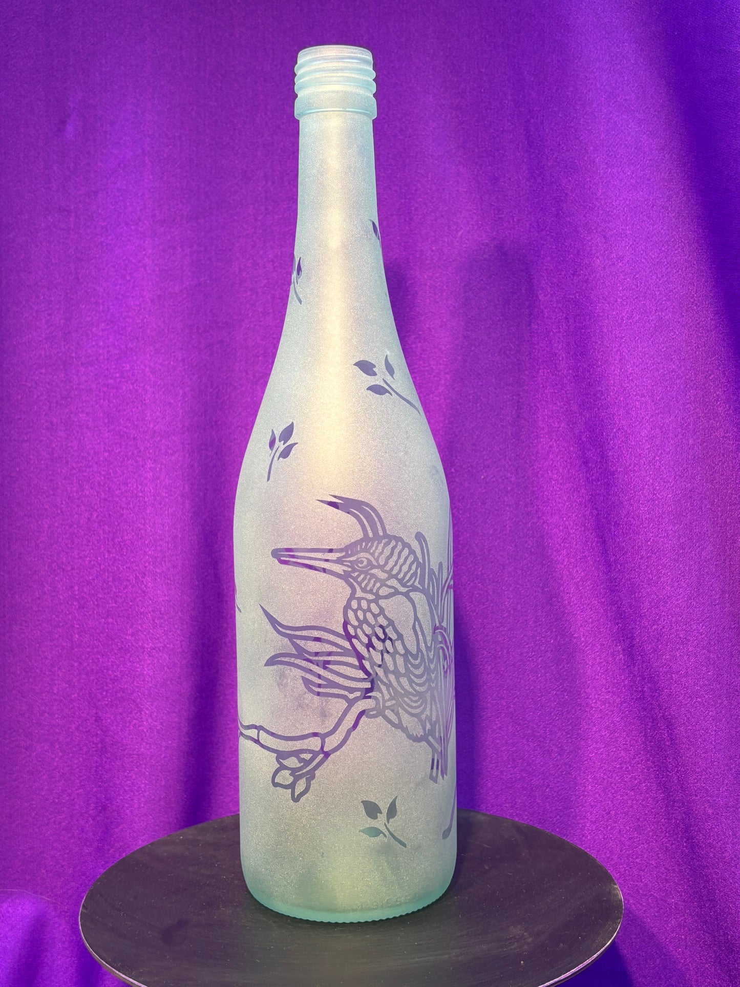 Sandblasted Bird Incense Holder Bottle