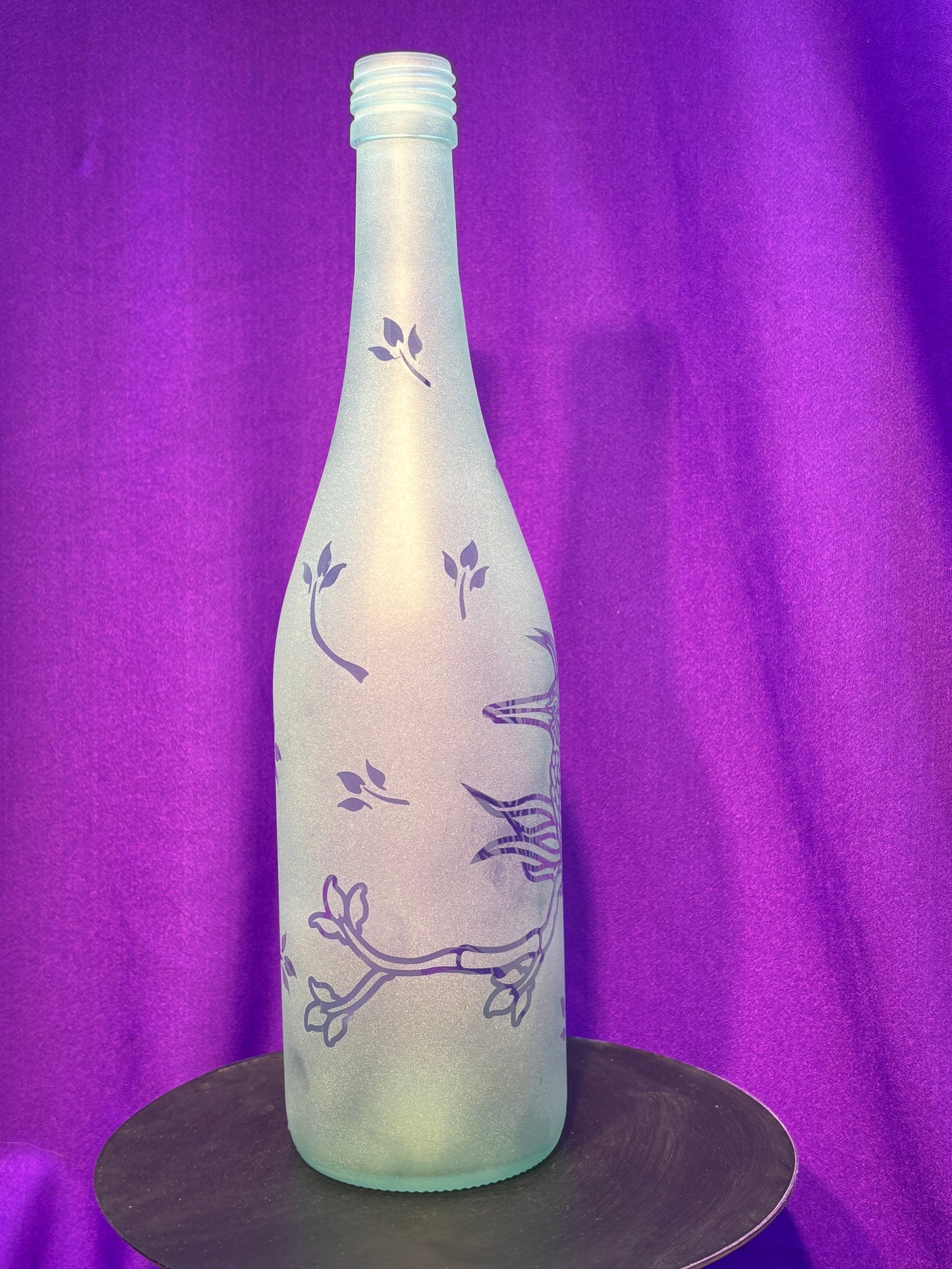 Sandblasted Bird Incense Holder Bottle