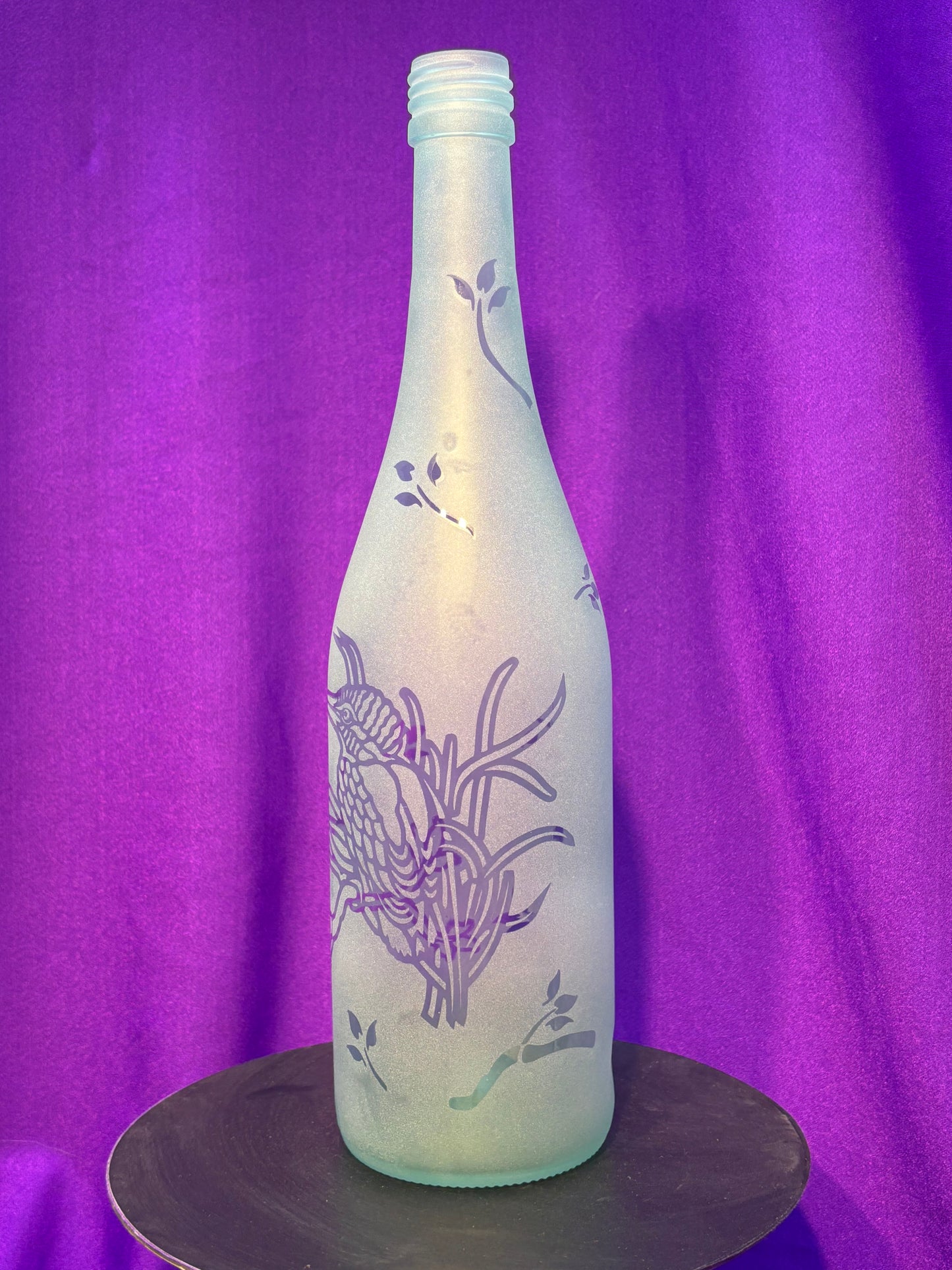 Sandblasted Bird Incense Holder Bottle