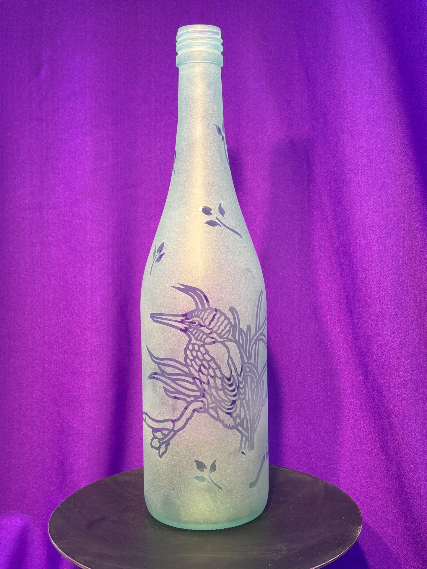 Sandblasted Bird Incense Holder Bottle