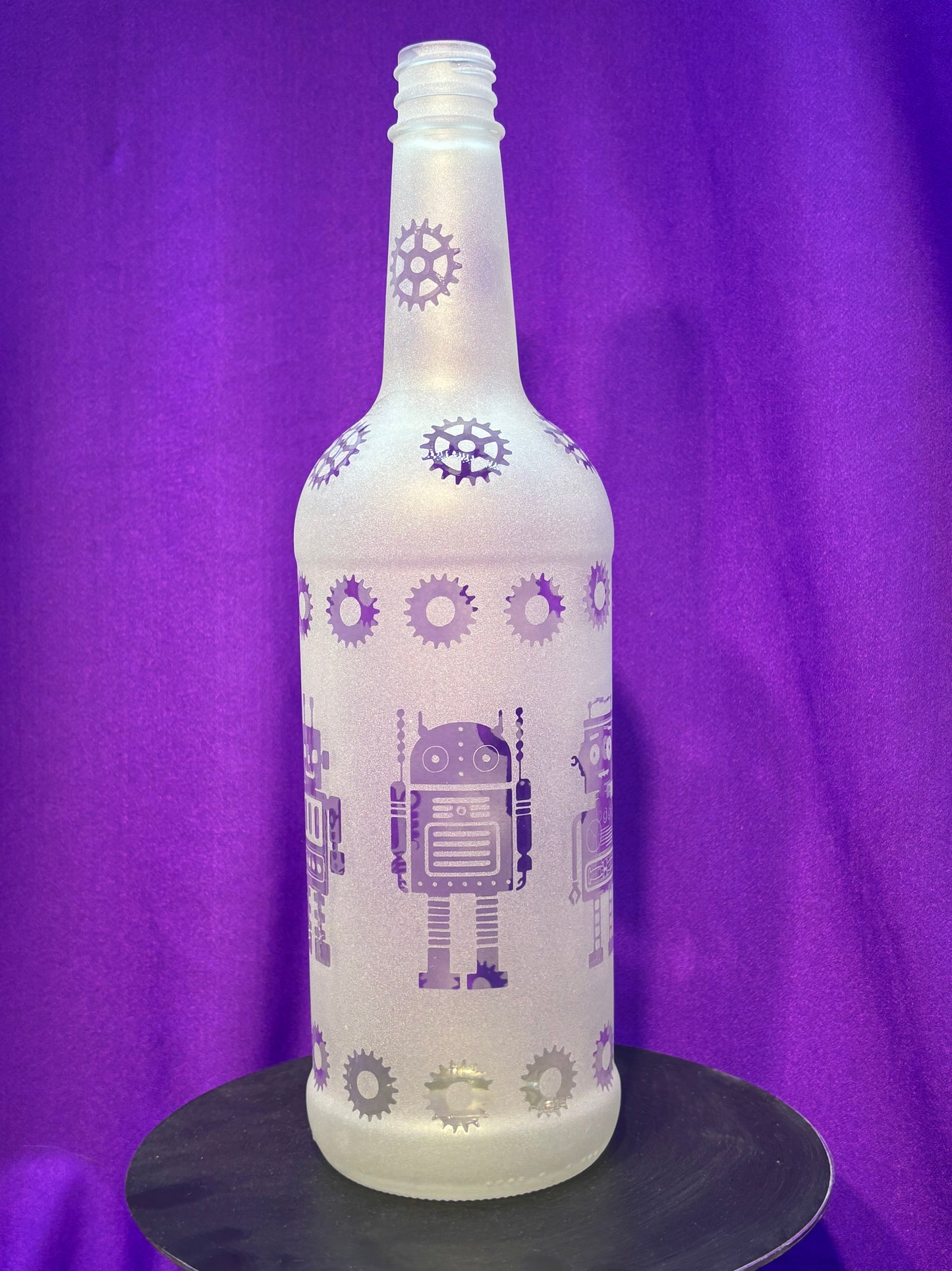 Sandblasted Robot Incense Holder Bottle